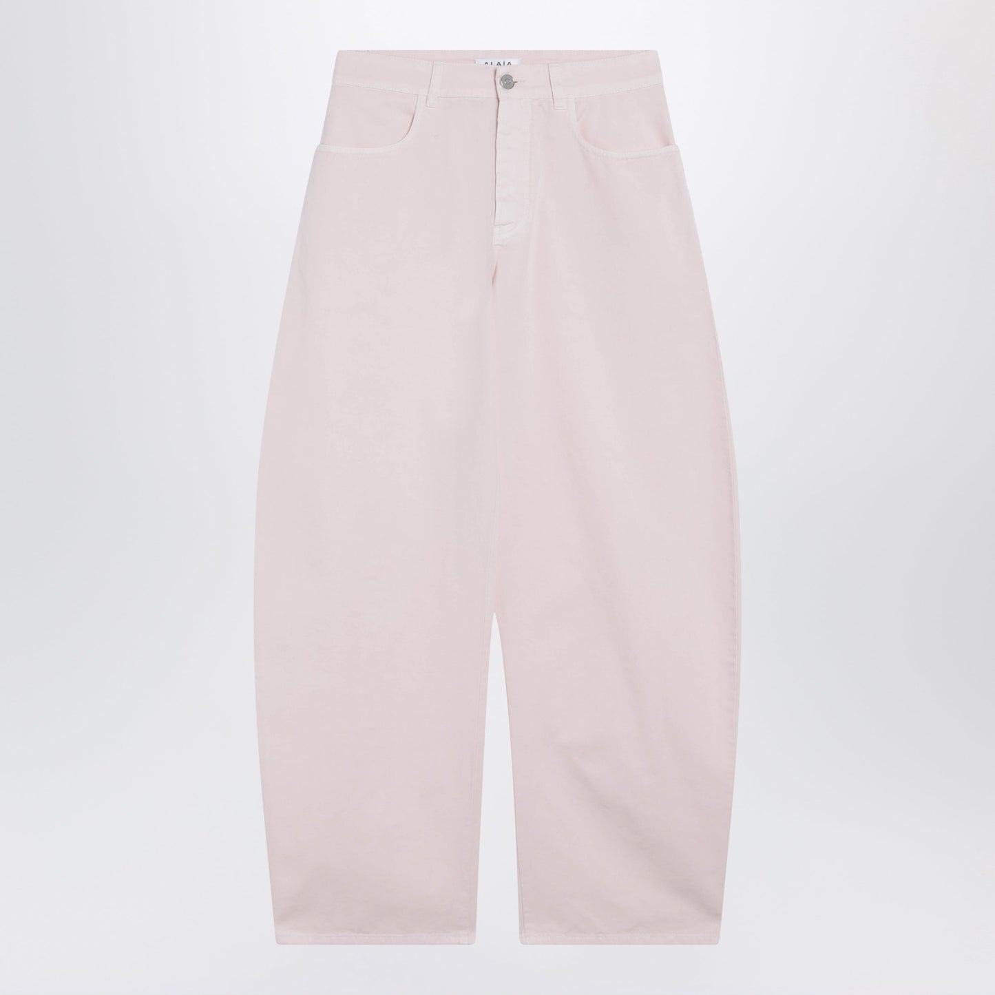 Alaia Rounded High-Rise Cotton Denim Jeans In Pale Rose Women ALAIA