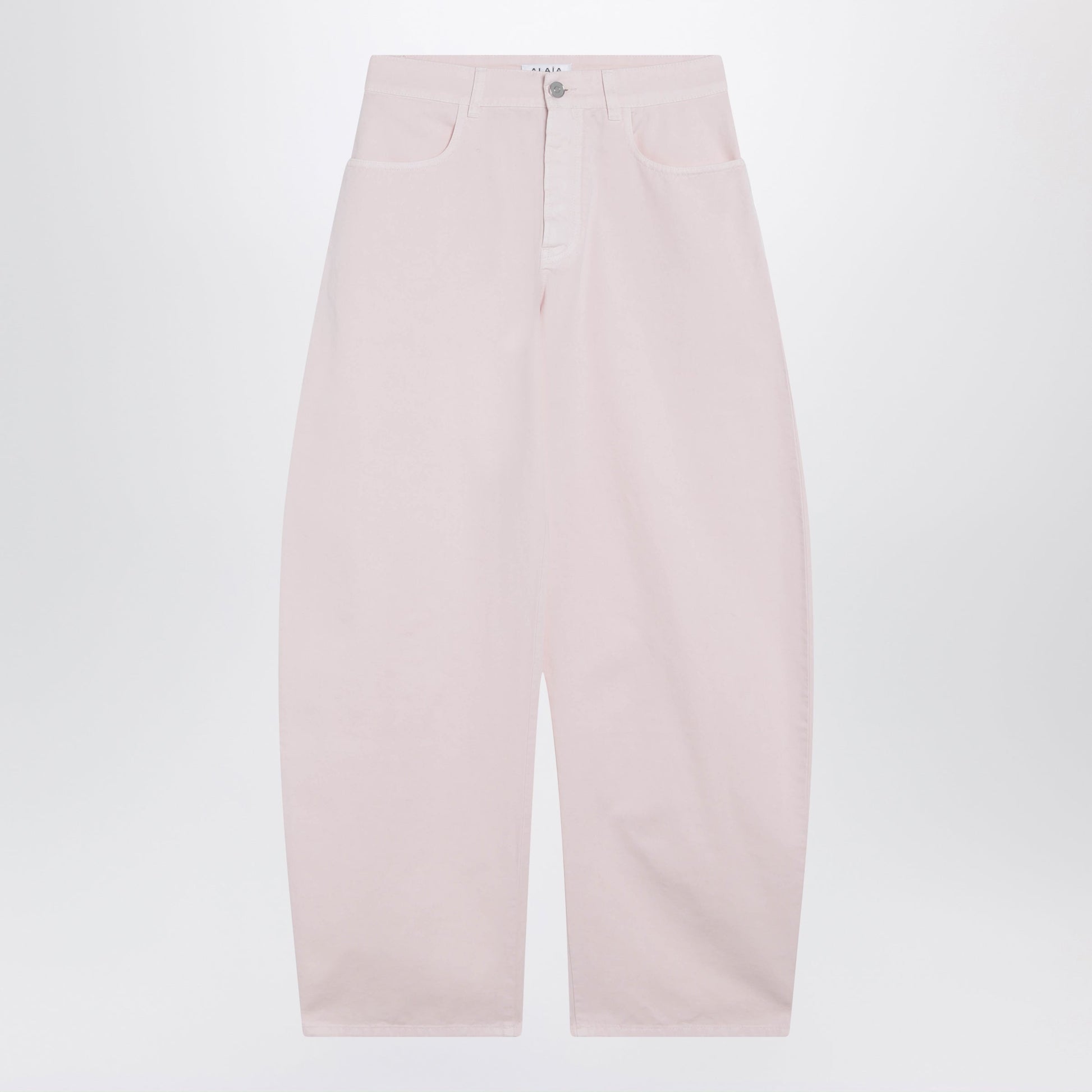 Alaia Rounded High-Rise Cotton Denim Jeans In Pale Rose Women ALAIA