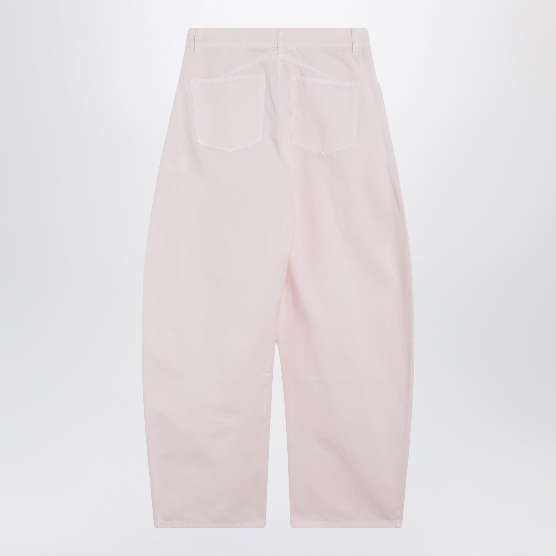 Alaia Rounded High-Rise Cotton Denim Jeans In Pale Rose Women ALAIA