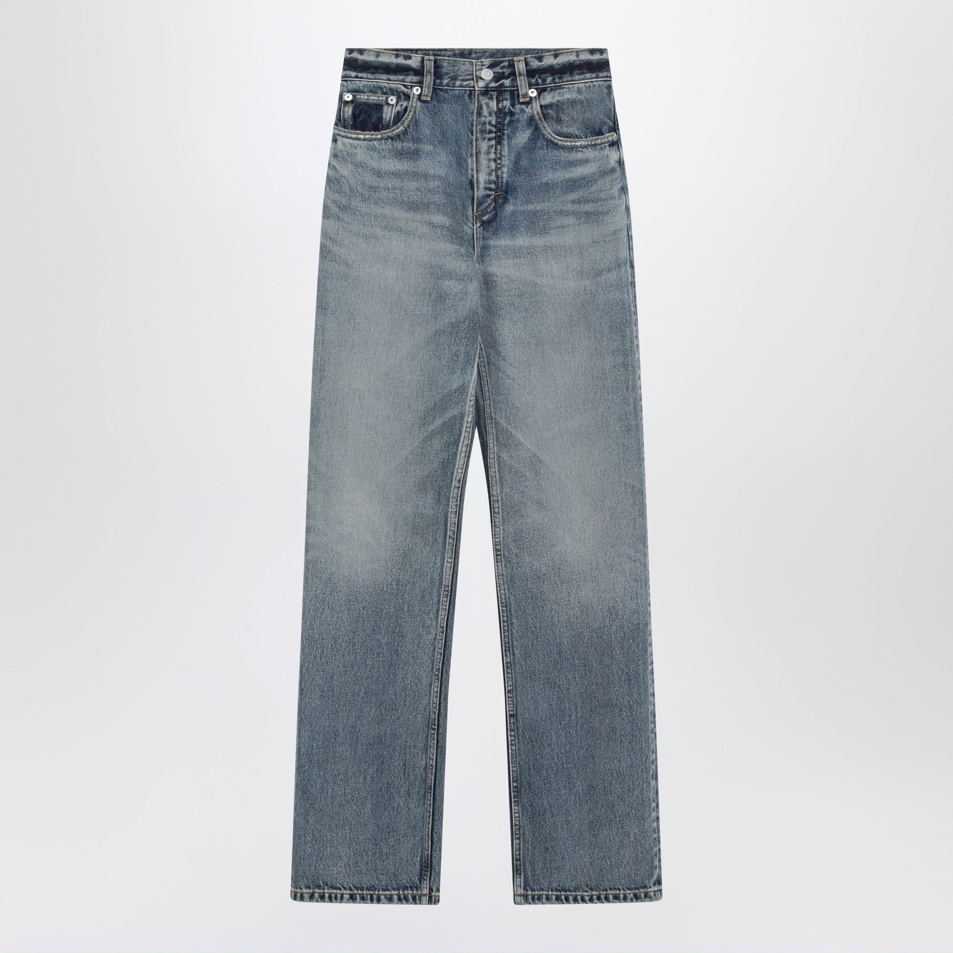 Alaia Straight-Leg Denim Jeans In Dirty Wash Cotton Women ALAIA