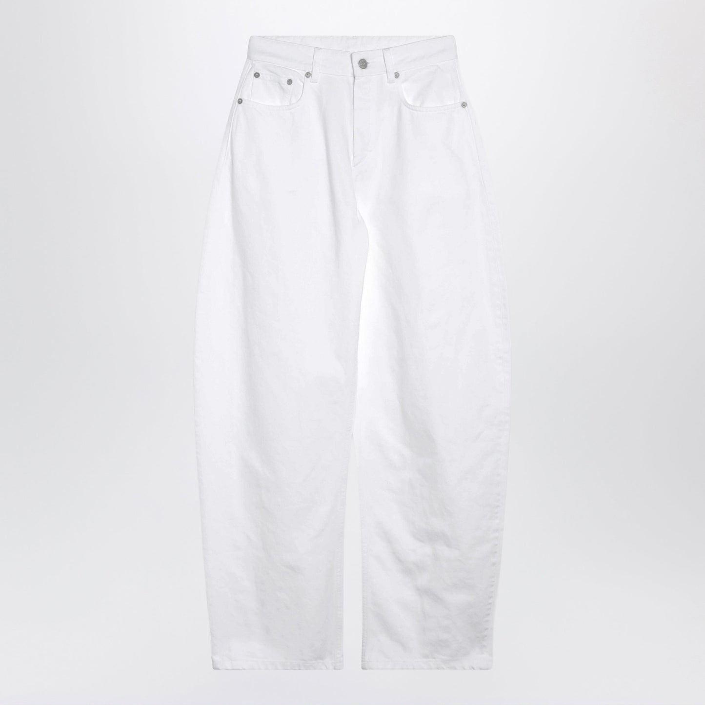 Alaia High-Waisted Curved-Leg White Denim Jeans Women ALAIA