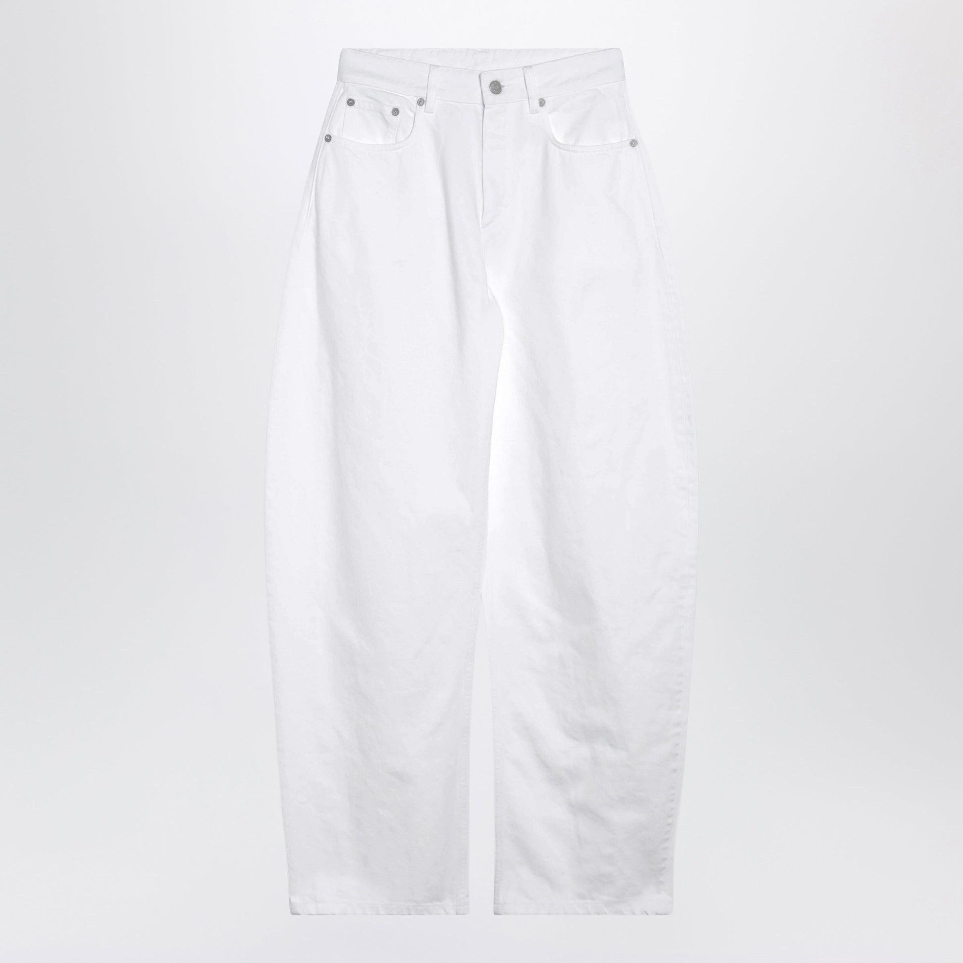 Alaia High-Waisted Curved-Leg White Denim Jeans Women ALAIA