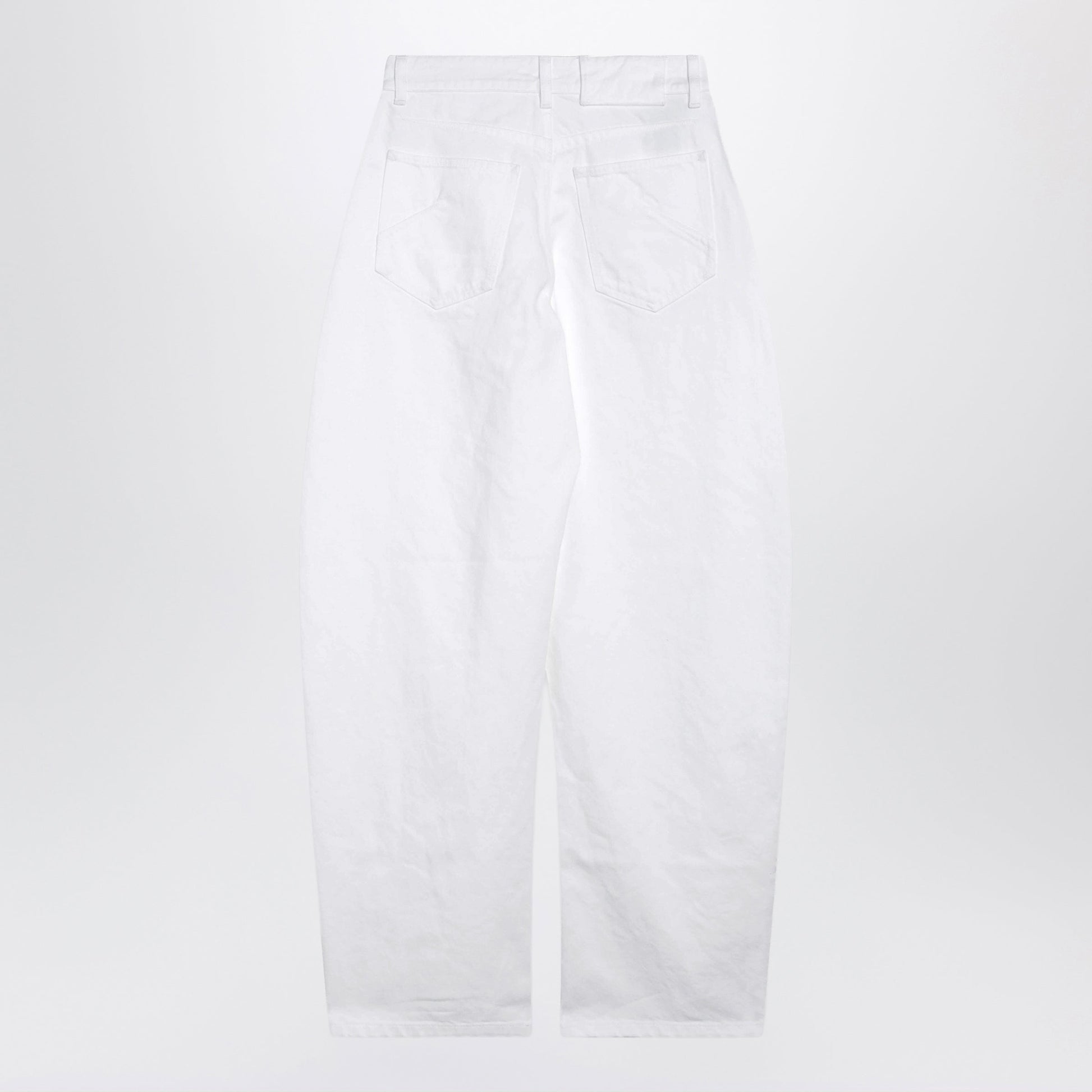Alaia High-Waisted Curved-Leg White Denim Jeans Women ALAIA