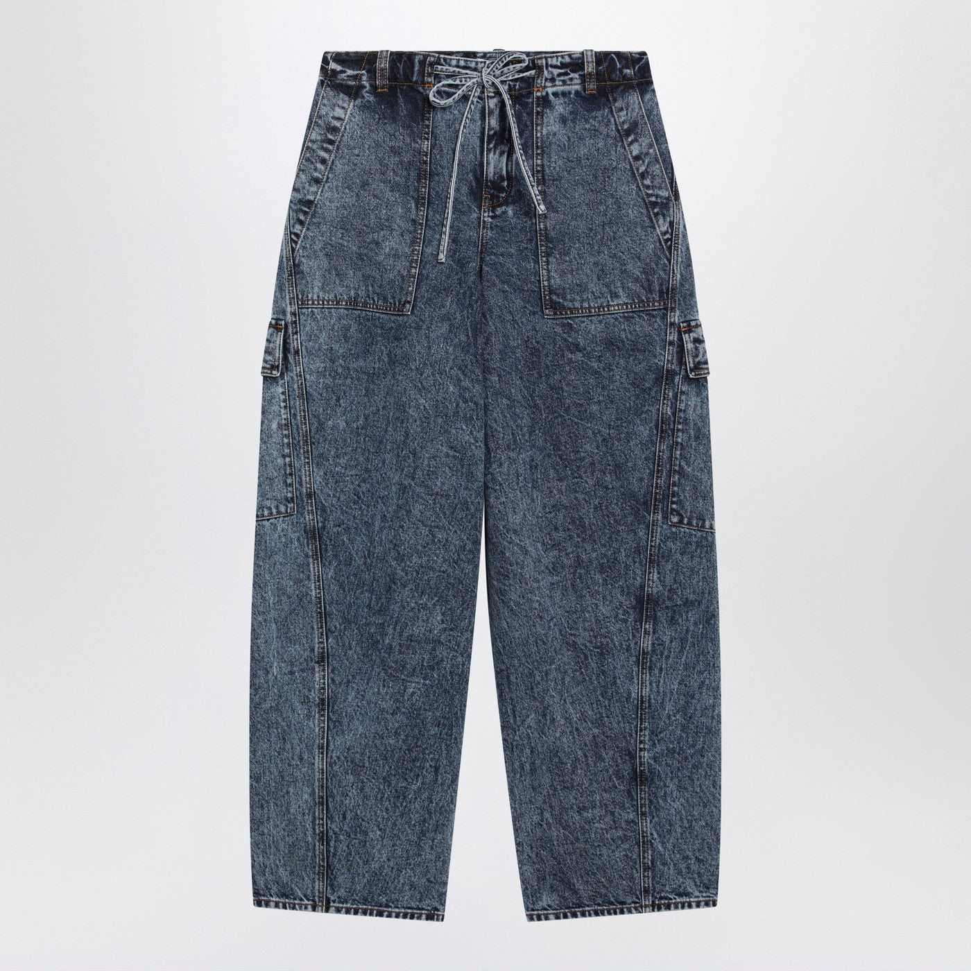 Alaia Blue Washed Denim Cargo Trousers Women ALAIA