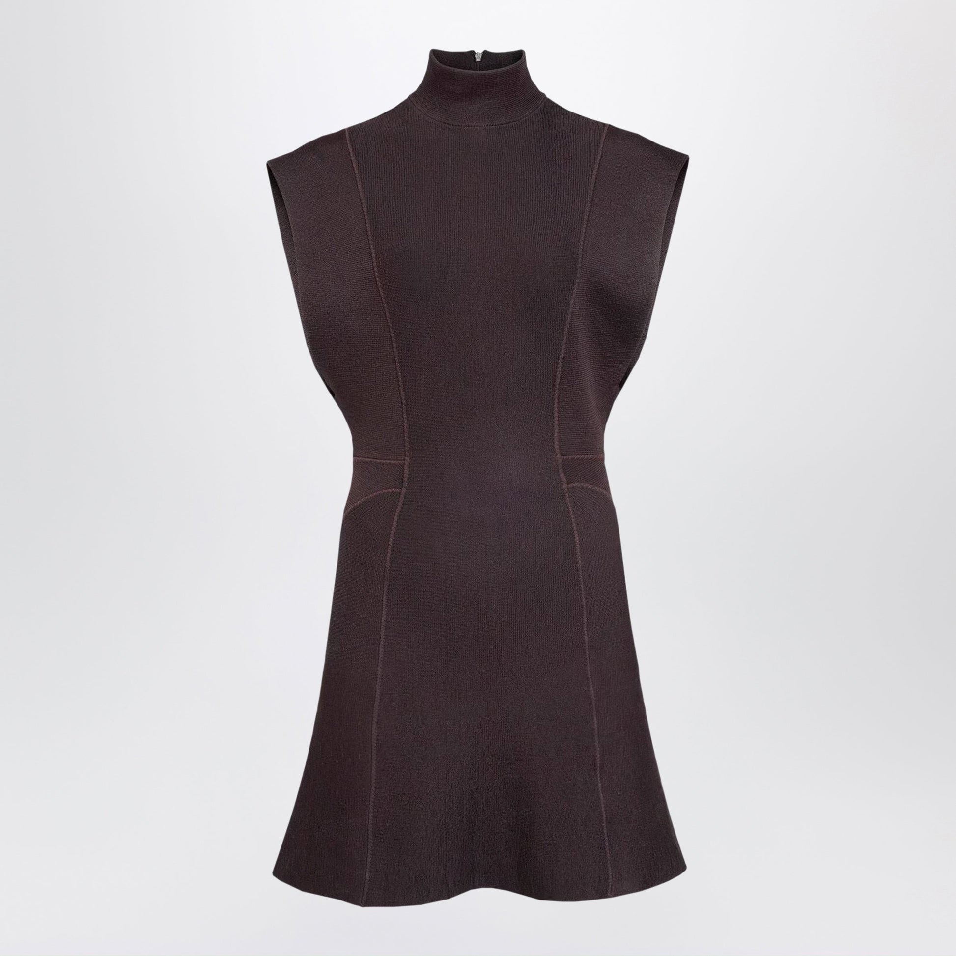 Alaia Short Aubergine Silk Knit Dress Women ALAIA