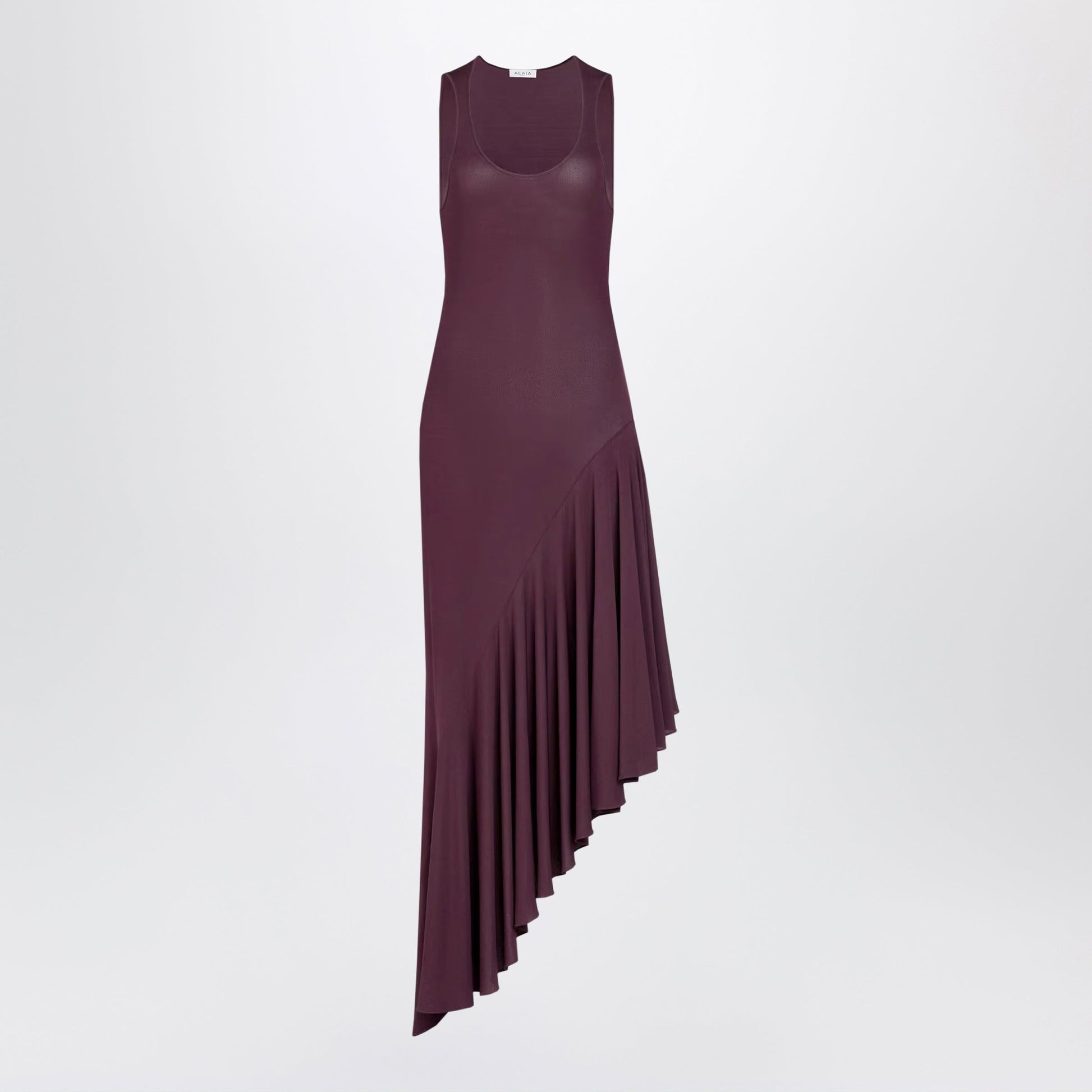 Alaia Asymmetric Fluid Viscose Jersey Dress In Violet Women ALAIA