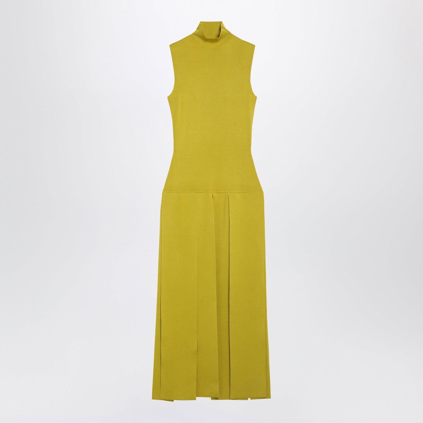 Alaia Lime Pleated Knit Maxi Dress Women ALAIA