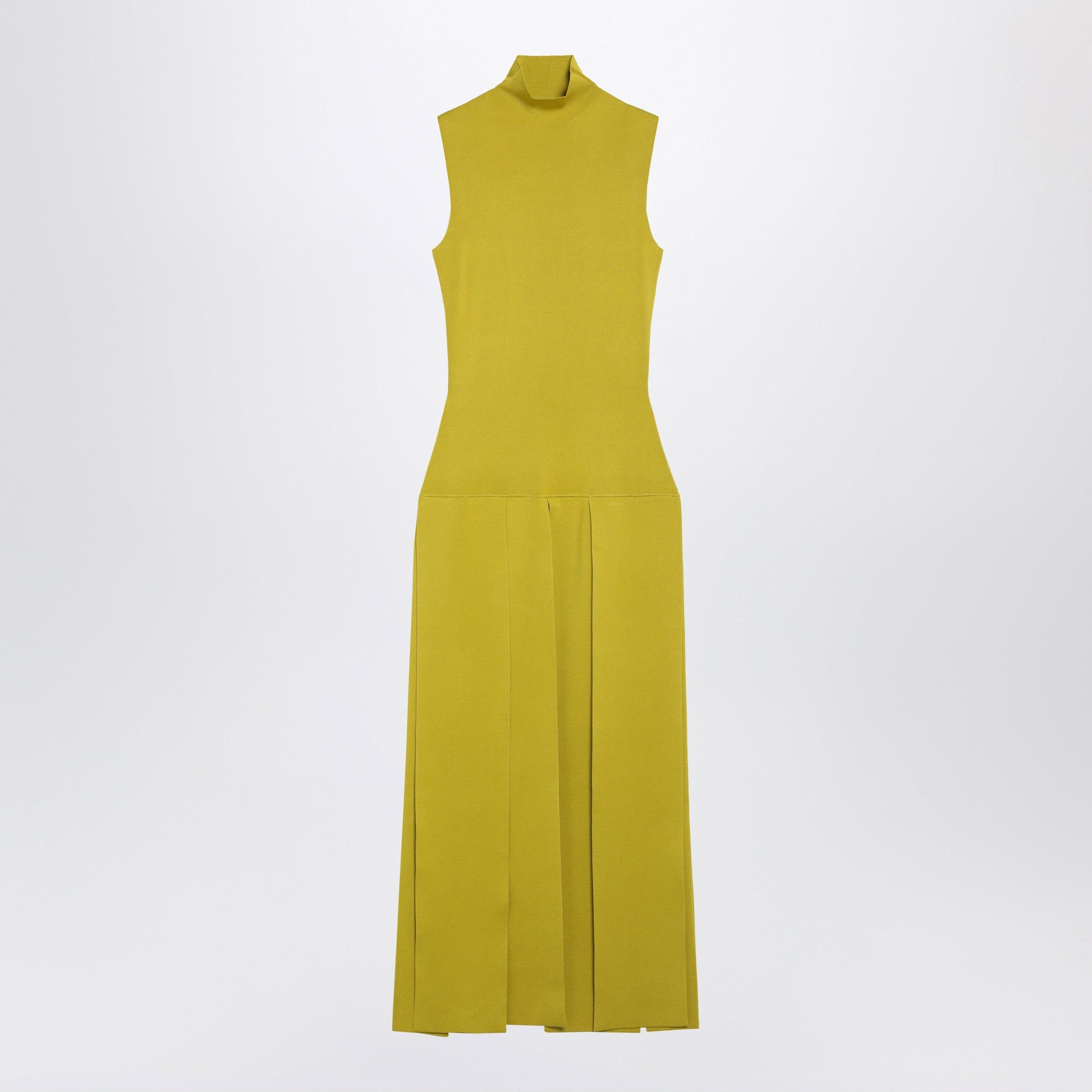 Alaia Lime Pleated Knit Maxi Dress Women ALAIA