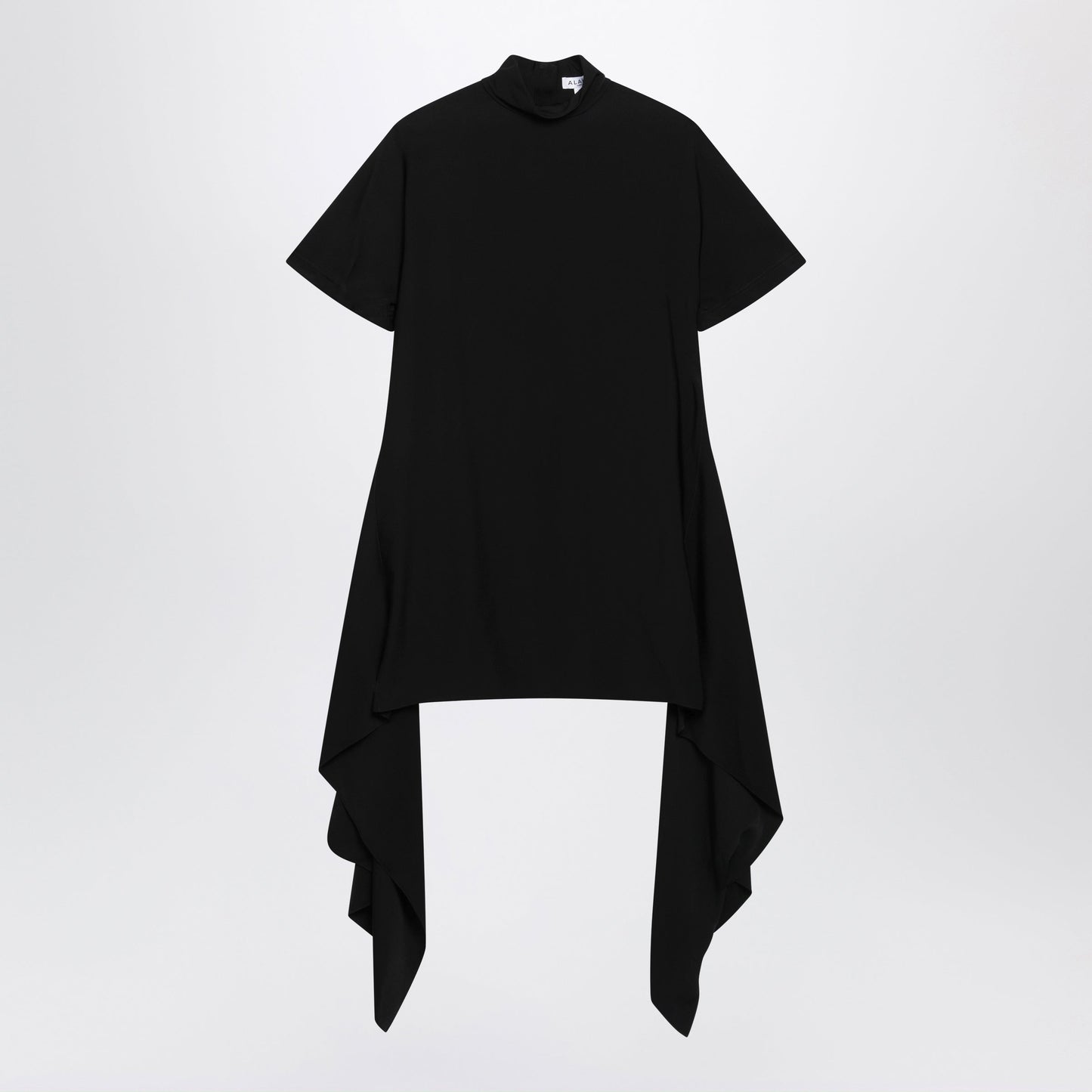 Alaia Black Mock-Neck Mini Dress In Cotton Blend Women ALAIA