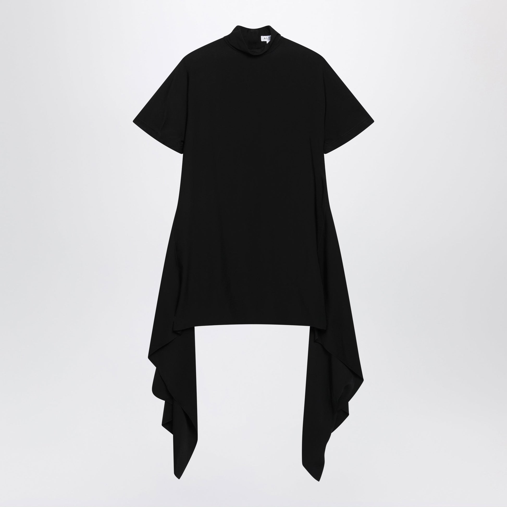 Alaia Black Mock-Neck Mini Dress In Cotton Blend Women ALAIA