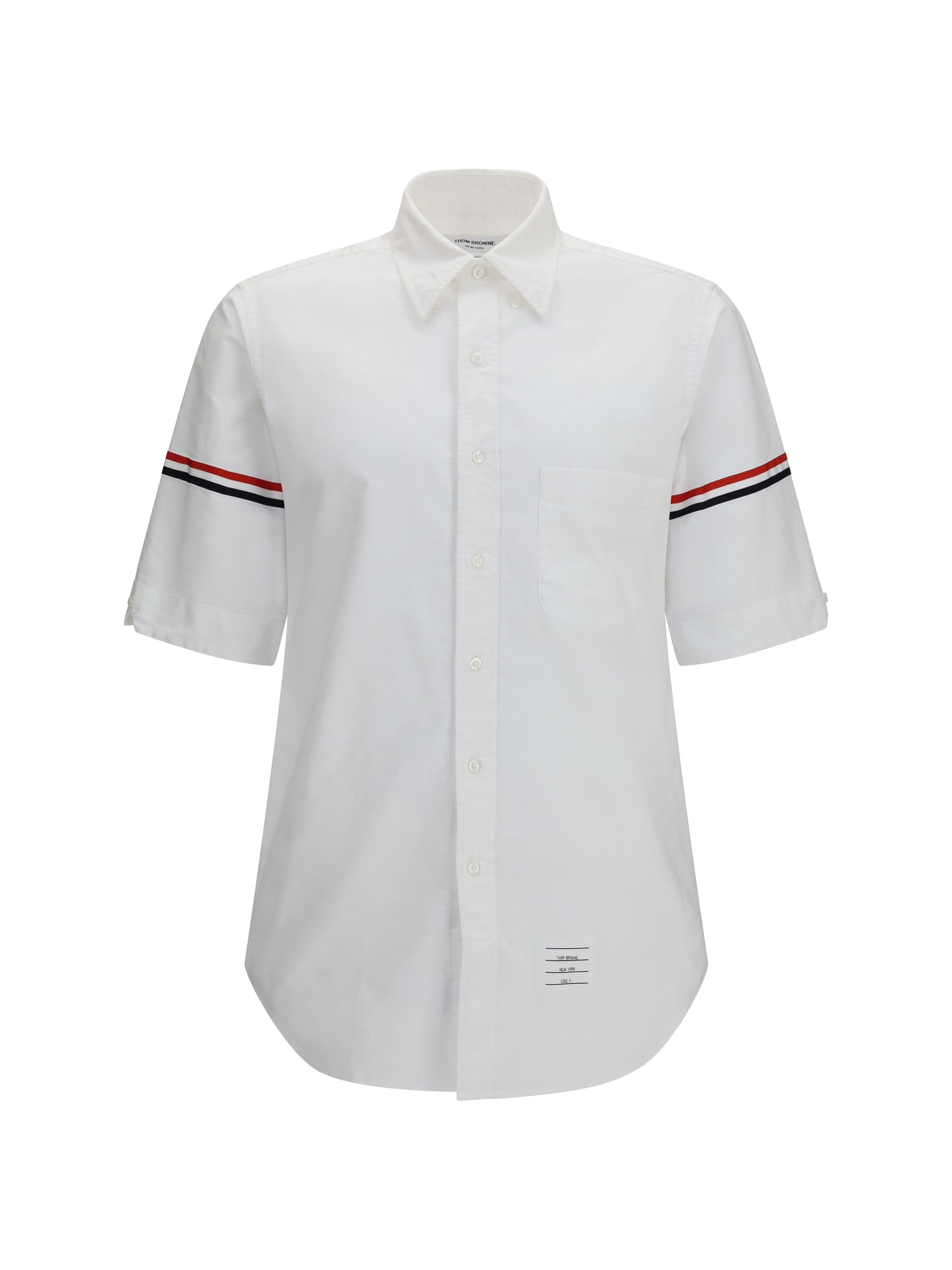 Thom Browne Men Short-Sleeve Shirt With Contrast Stripes THOM BROWNE