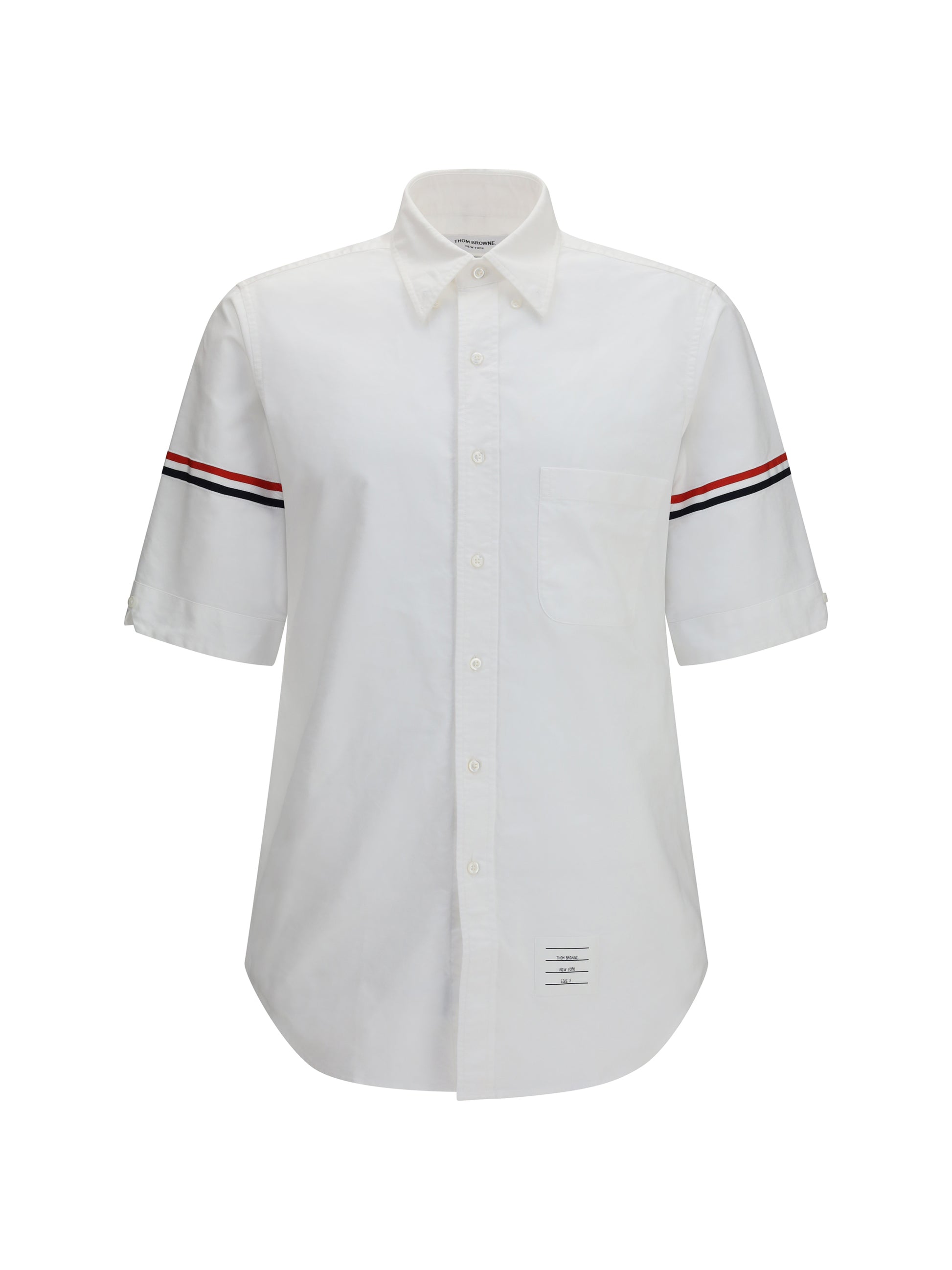 Thom Browne Men Short-Sleeve Shirt With Contrast Stripes THOM BROWNE