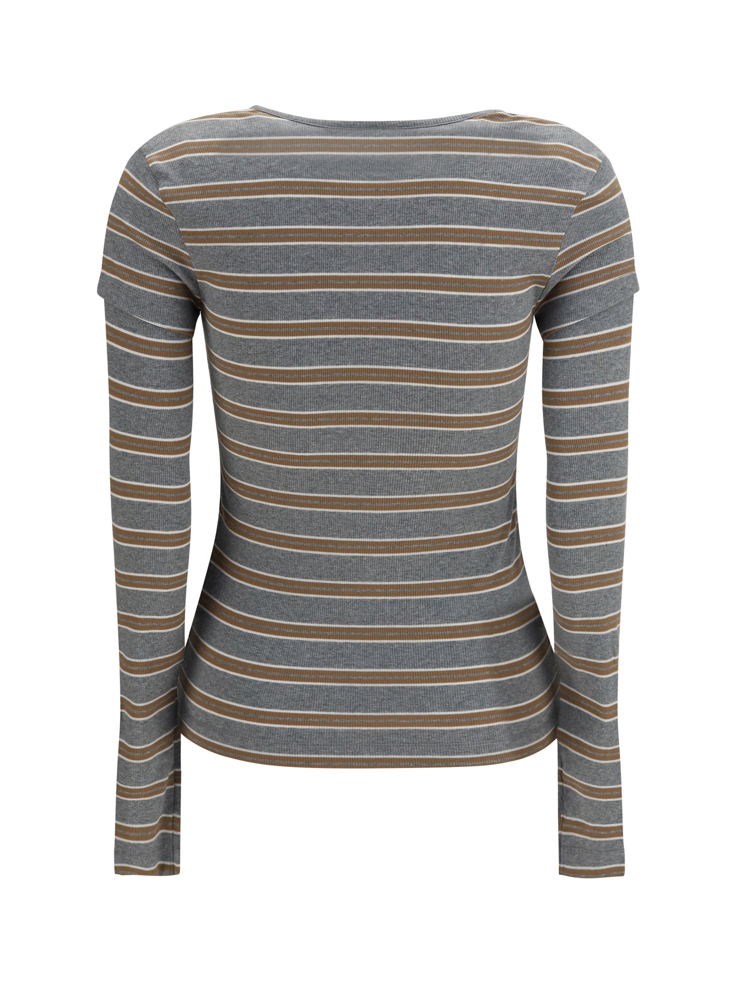 Ganni Women Ribbed V-Neck Long-Sleeve T-Shirt GANNI