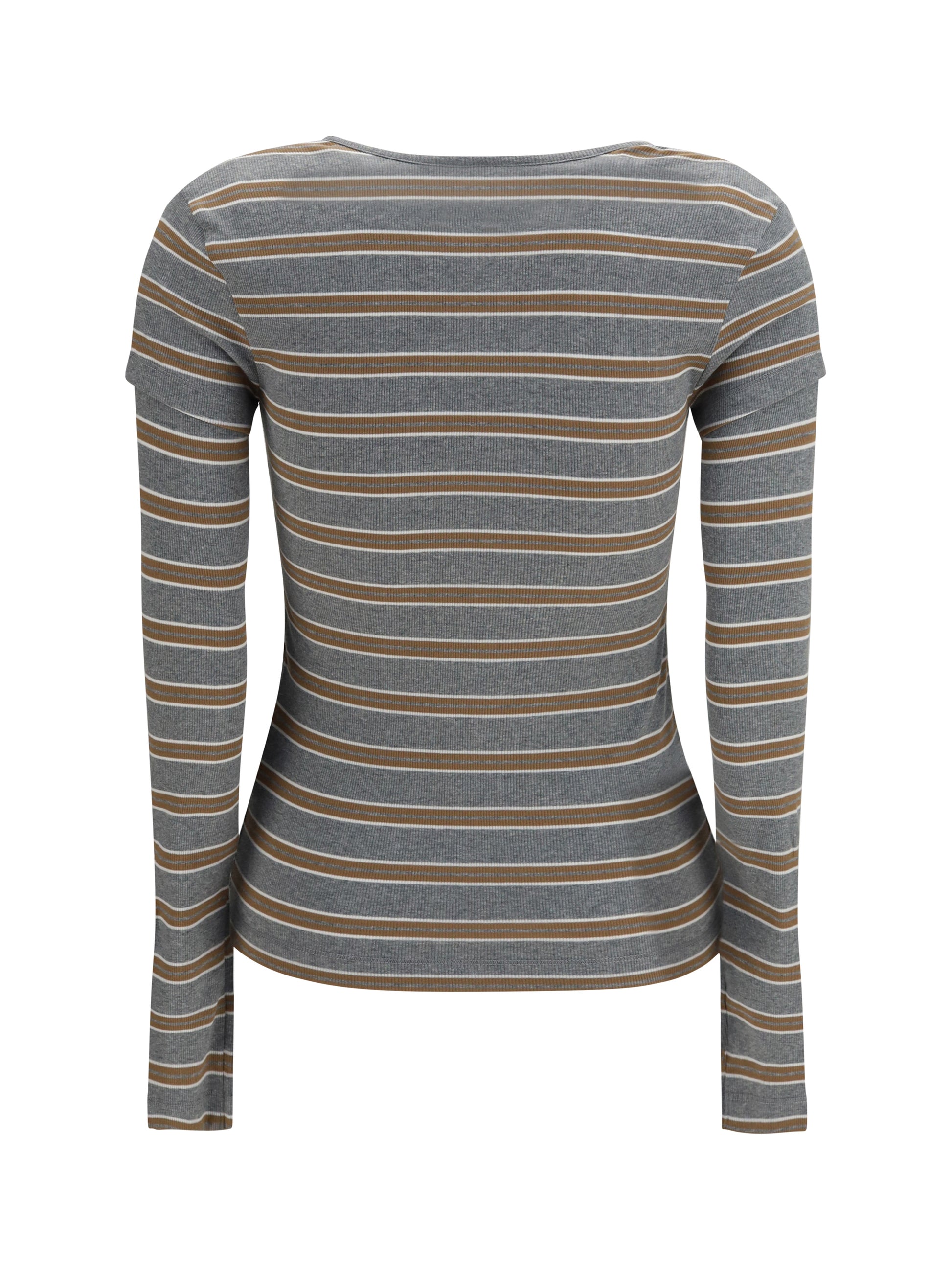 Ganni Women Ribbed V-Neck Long-Sleeve T-Shirt GANNI