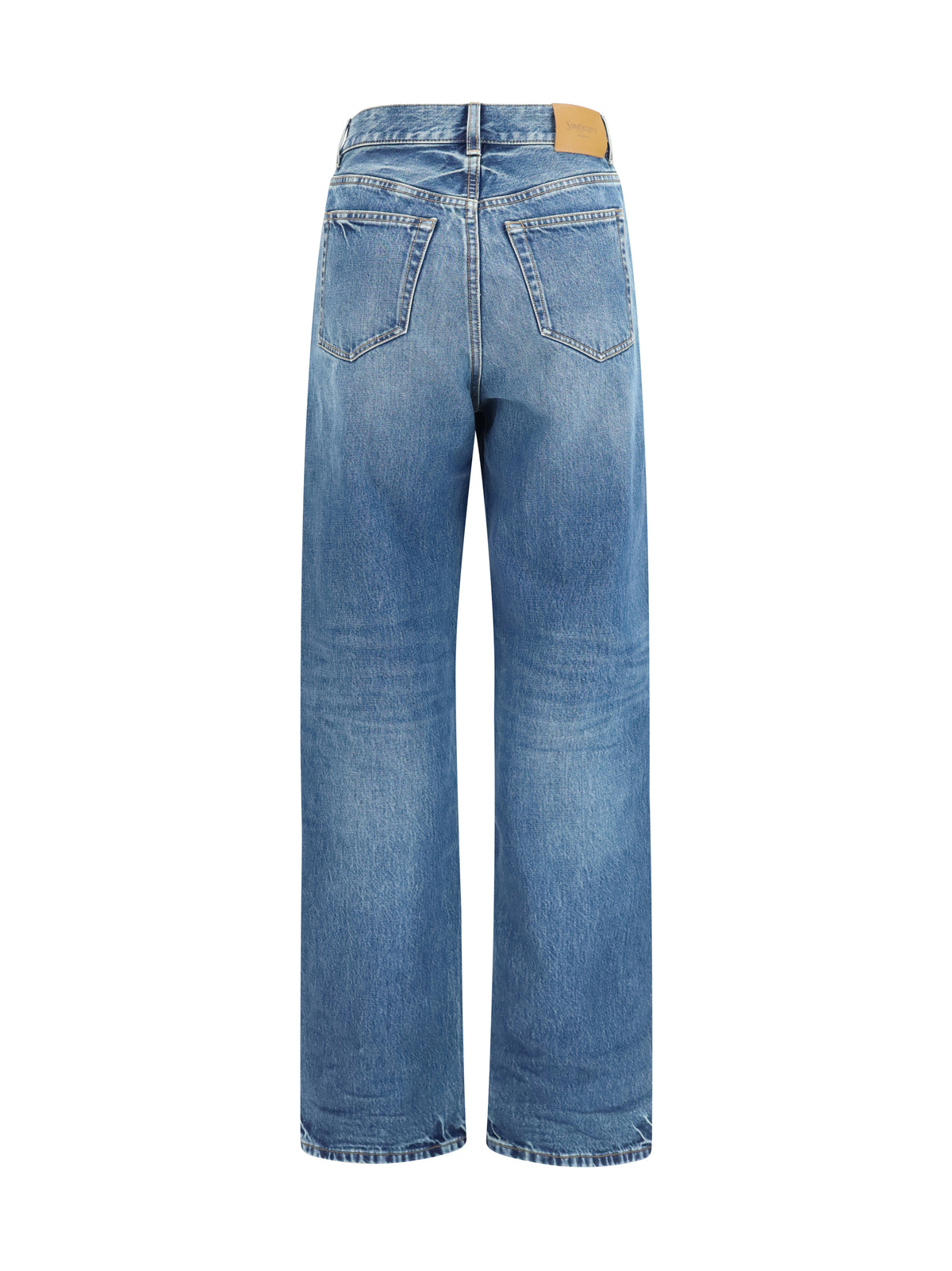 Saint Laurent Women High Waisted Wide Leg Jeans In Denim SAINT LAURENT