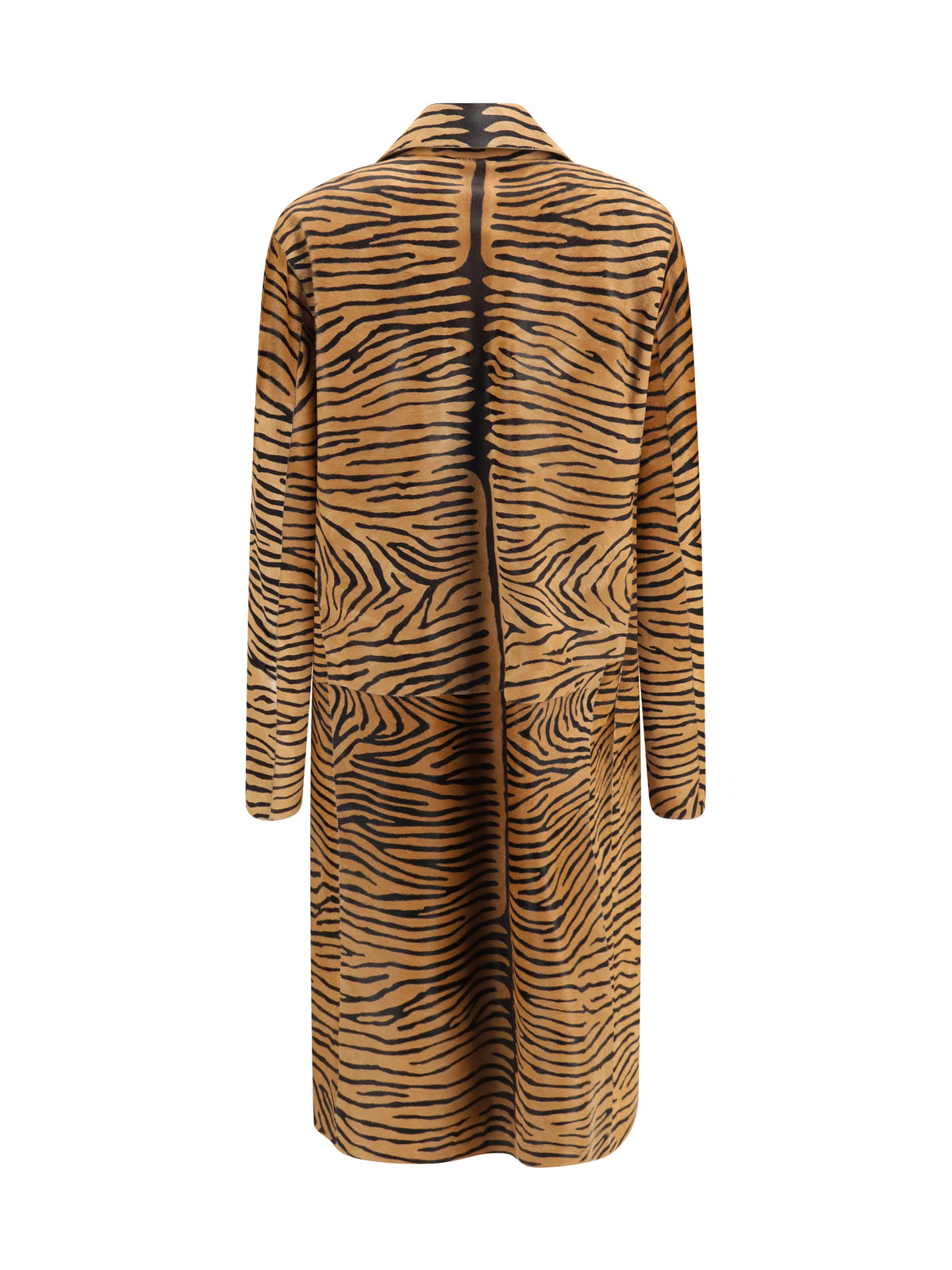 Fendi Women Tiger Print Pony Effect Leather Coat FENDI