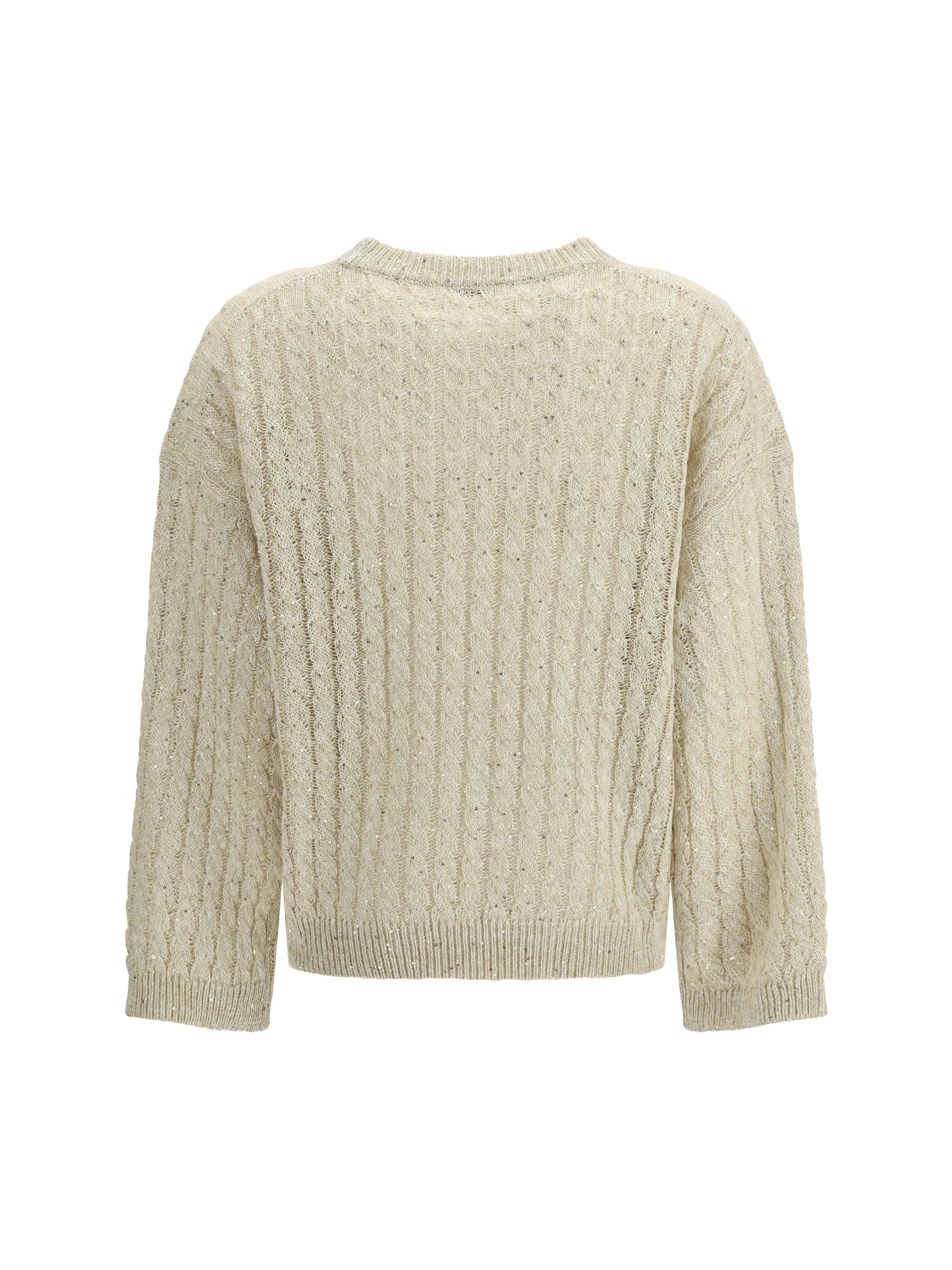 Brunello Cucinelli Women Dazzling Cable Linen Sweater With Openwork Ribbing BRUNELLO CUCINELLI