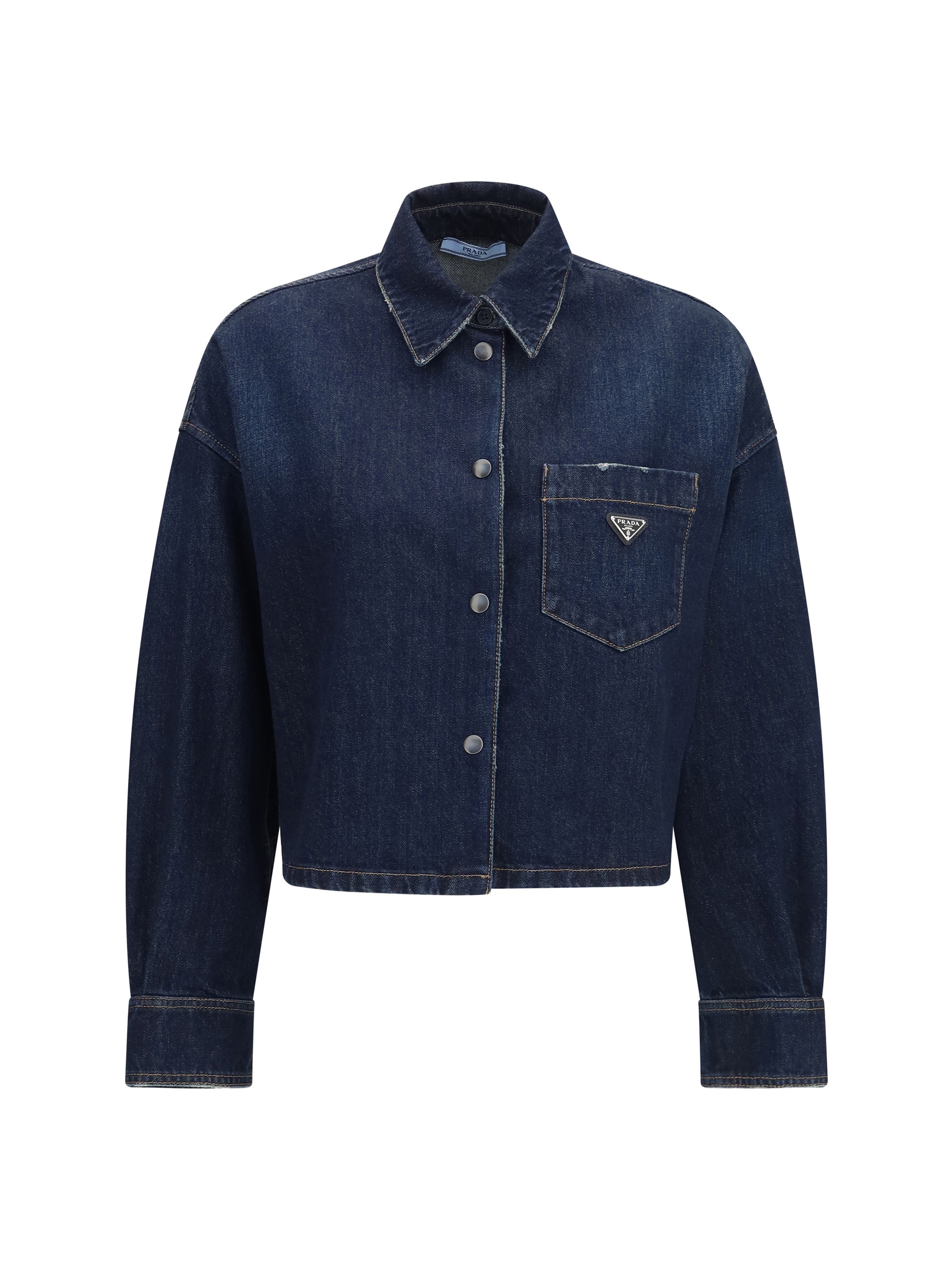 Prada Women Denim Shirt With Logo PRADA