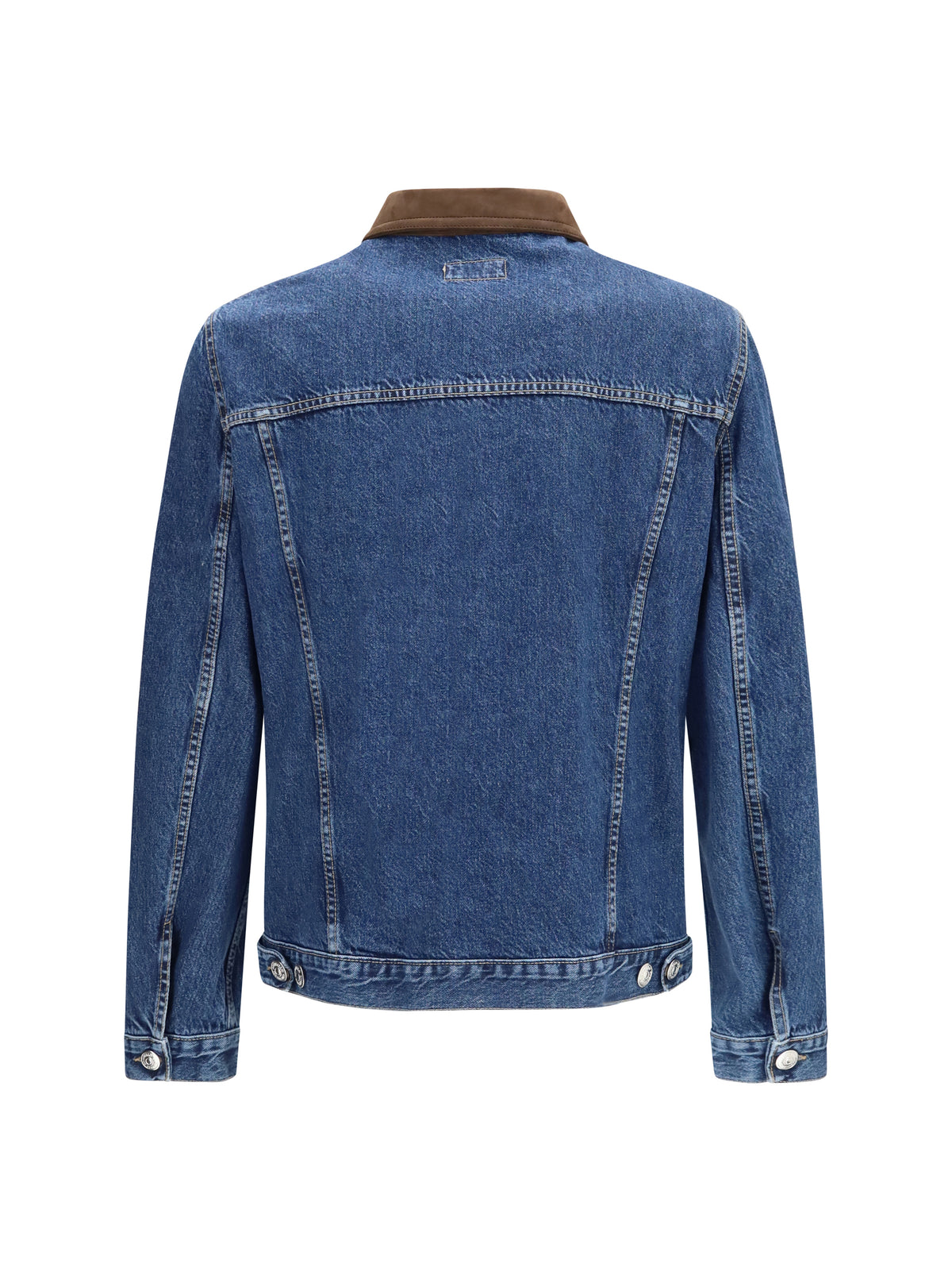 Brunello Cucinelli Men Denim Jacket With Suede Collar BRUNELLO CUCINELLI