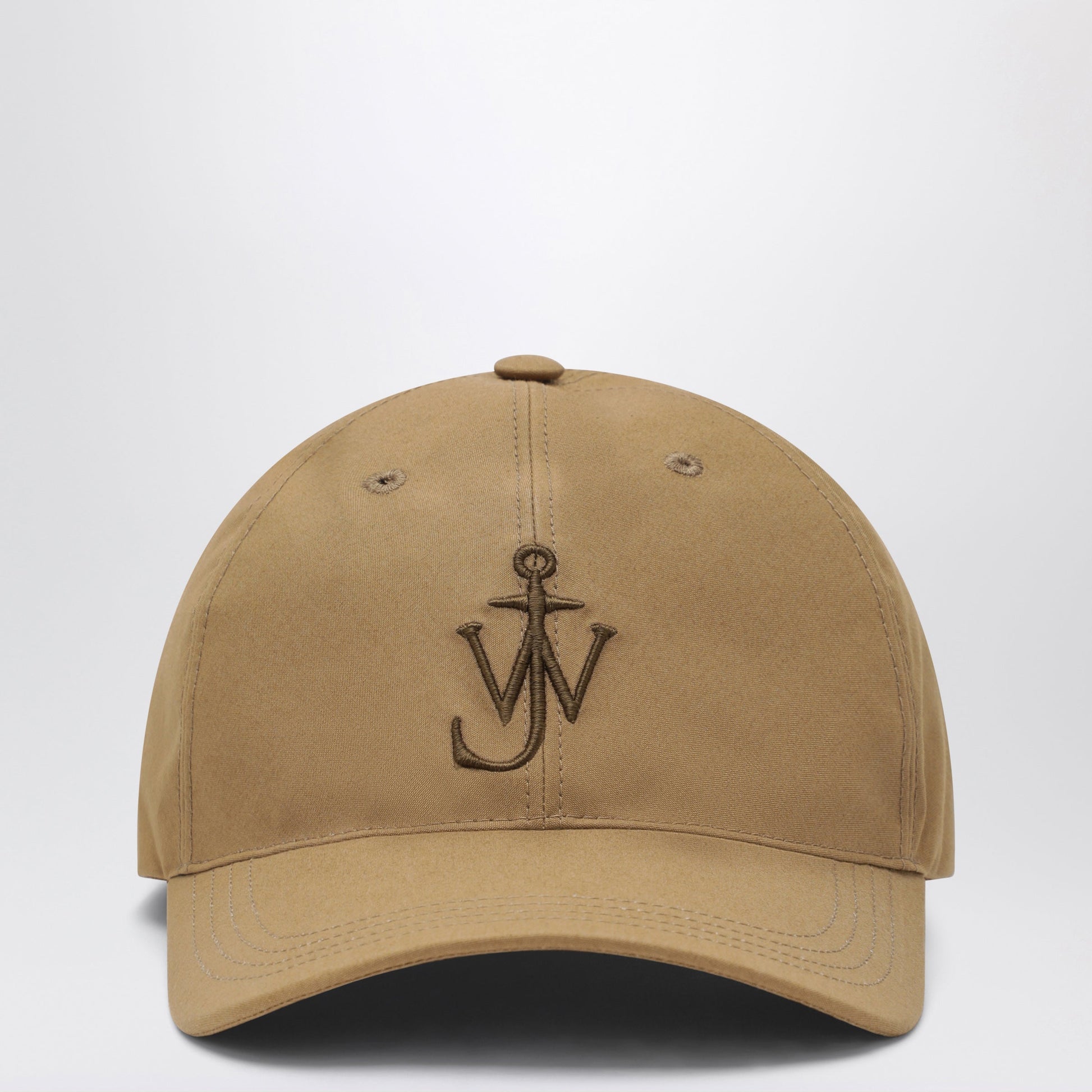 Jw Anderson Baseball Cap In Beige Waxed Cotton With Anchor Embroidery Men J.W. ANDERSON