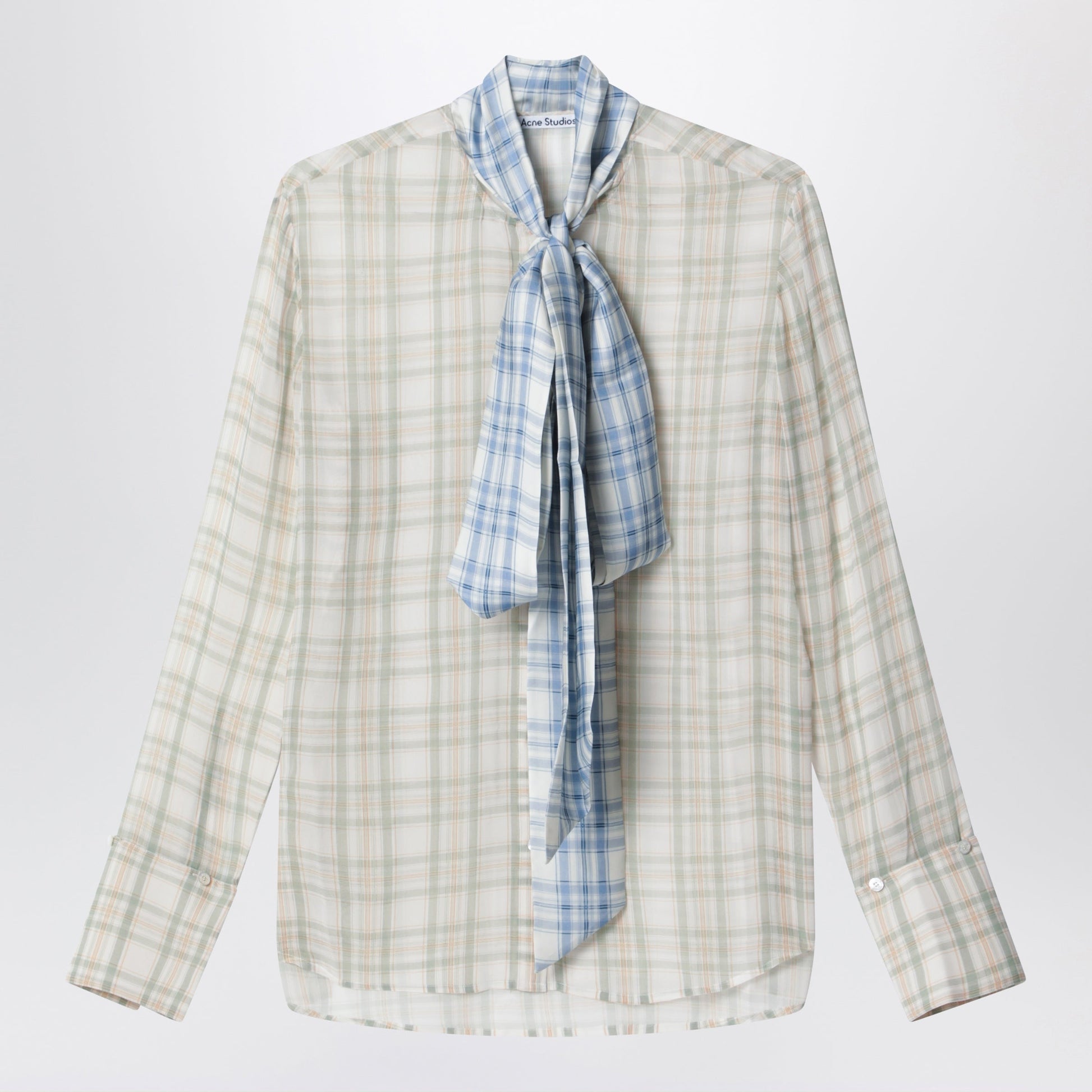 Acne Studios Silk Blouse With Scarf Green/Orange Women ACNE STUDIOS