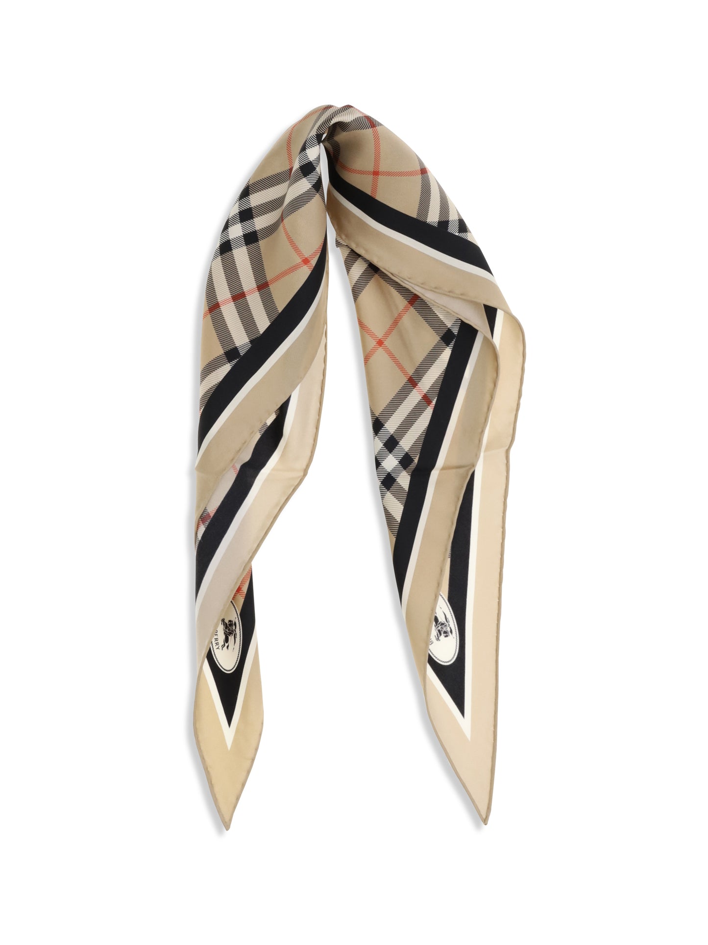 Burberry Women Check Silk Scarf With Knight Stamp BURBERRY