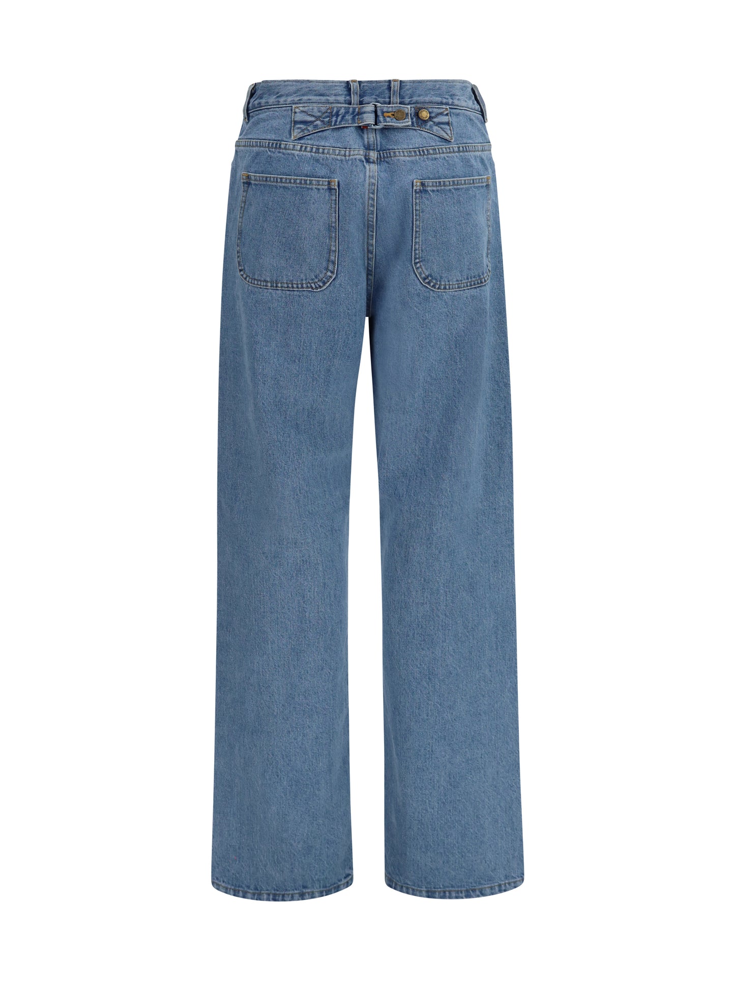 Thom Browne Women Straight-Leg Selvedge Cotton Jeans With Adjustable Back Strap THOM BROWNE