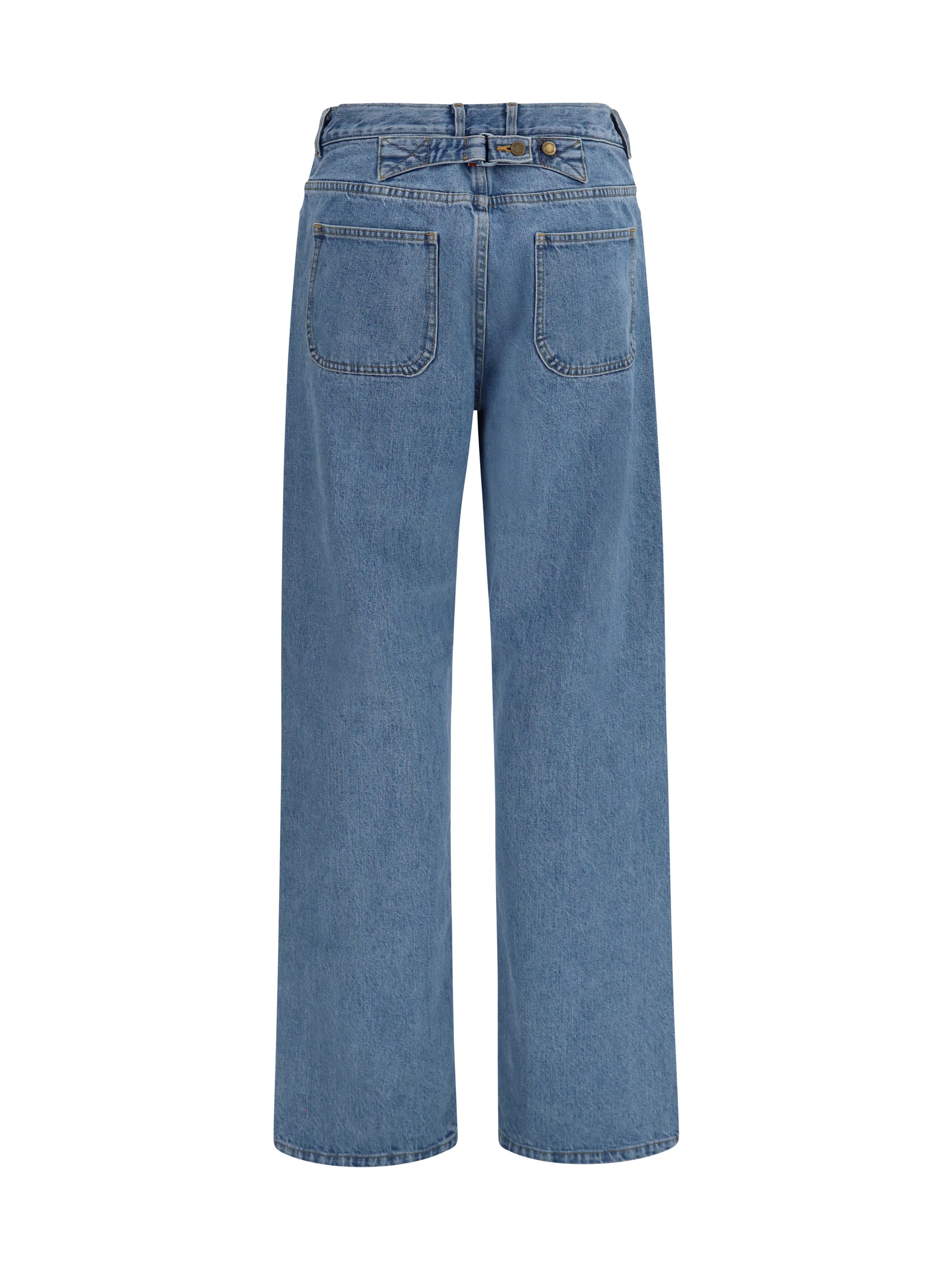 Thom Browne Women Straight-Leg Selvedge Cotton Jeans With Adjustable Back Strap THOM BROWNE