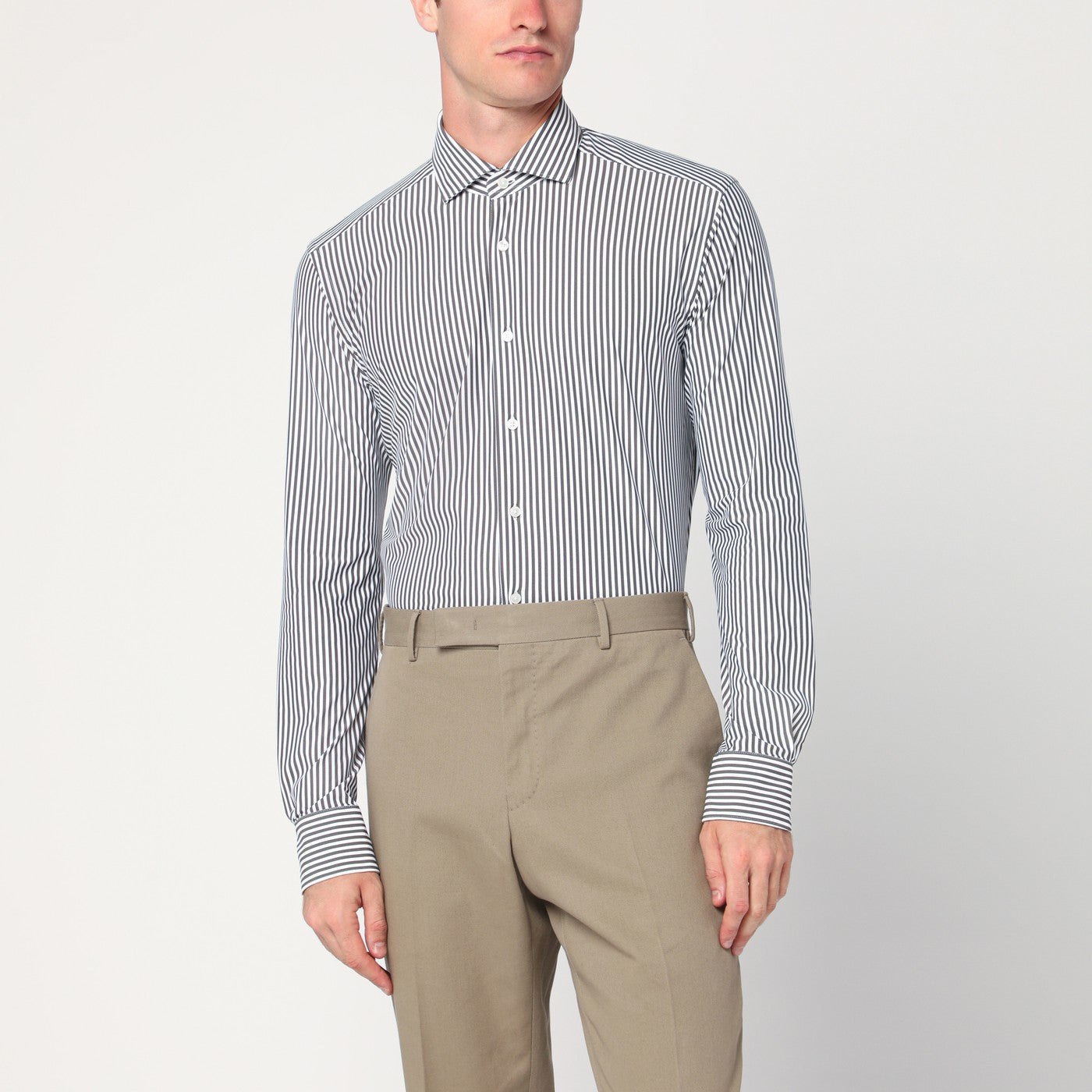 Xacus White Striped Active Twill Shirt Tailor Fit Men XACUS