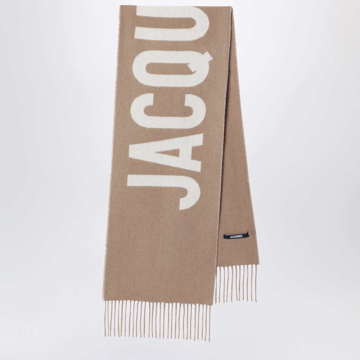 Jacquemus Taupe Wool Scarf With Logo Women JACQUEMUS