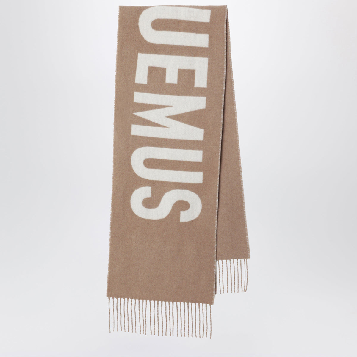 Jacquemus Taupe Wool Scarf With Logo Women JACQUEMUS