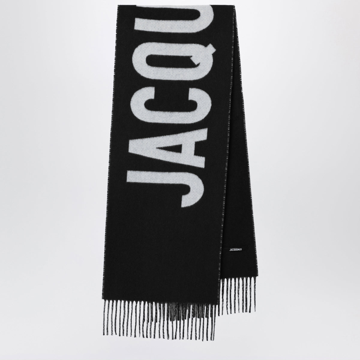Jacquemus Black Wool Scarf With Logo Women JACQUEMUS