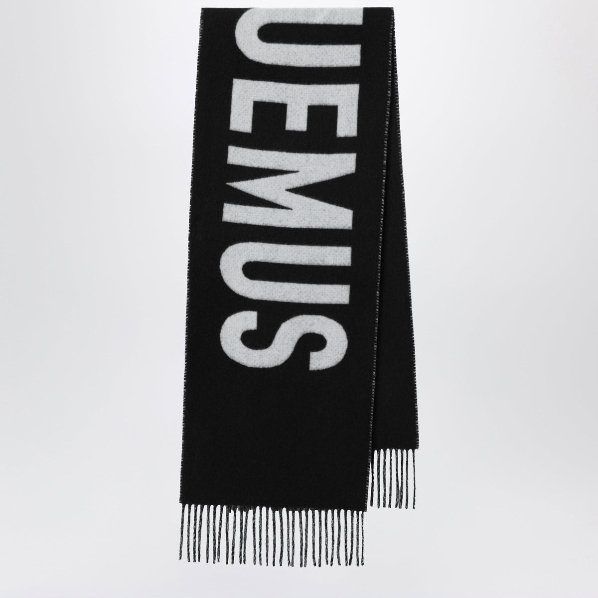 Jacquemus Black Wool Scarf With Logo Women JACQUEMUS