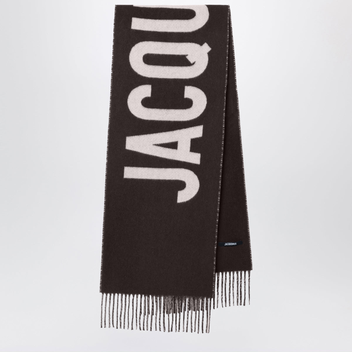 Jacquemus Dark Brown Wool Scarf With Logo Men JACQUEMUS