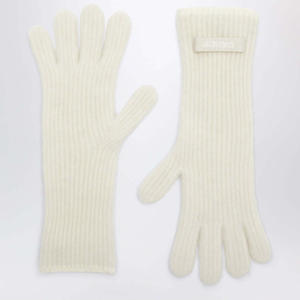 Jacquemus White Gros Grain Gloves In Alpaca Blend Women JACQUEMUS
