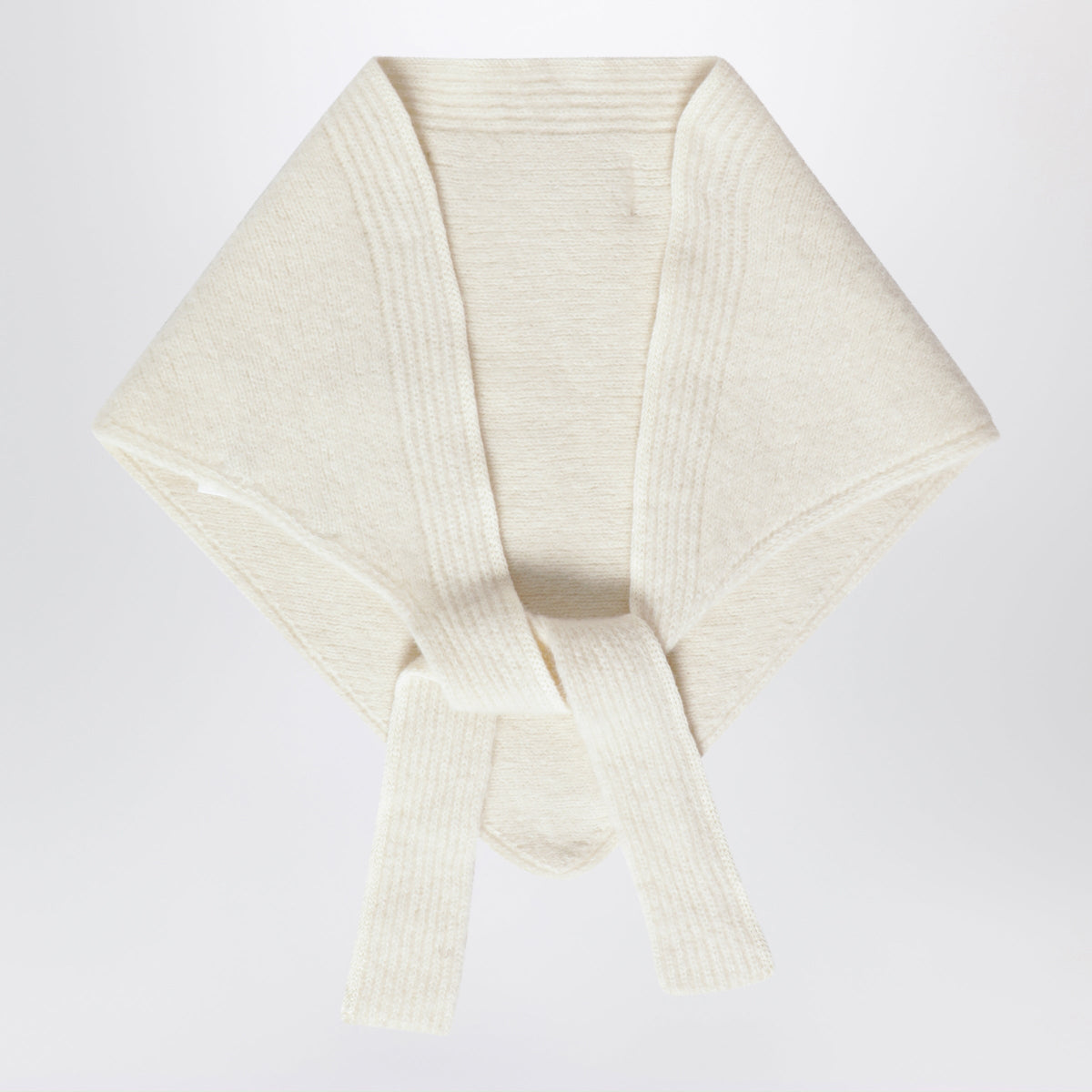 Jacquemus White Gros Grain Scarf In Alpaca Blend Women JACQUEMUS