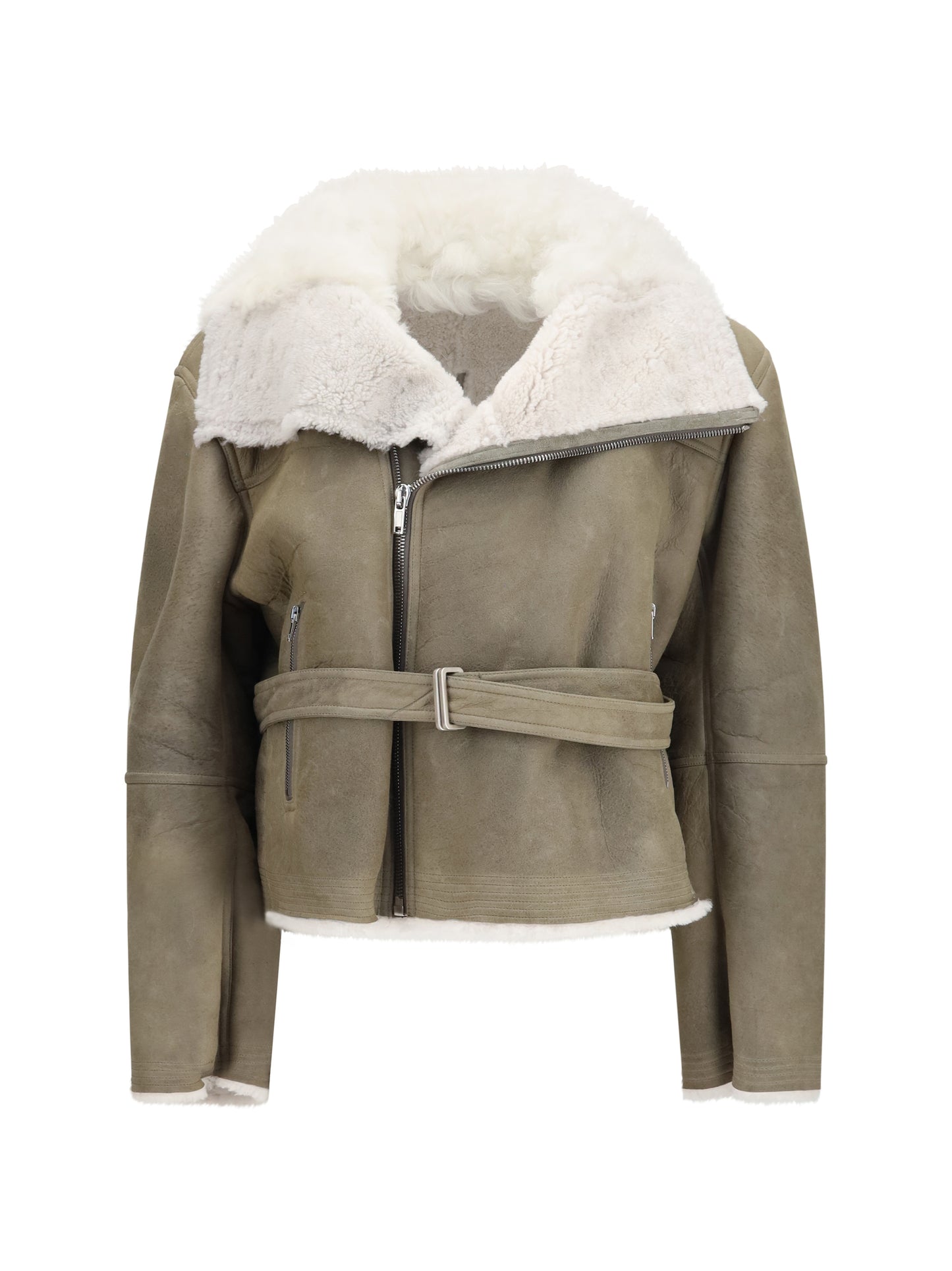Rick Owens Women Cropped Suede And Shearling Flight Jacket RICK OWENS