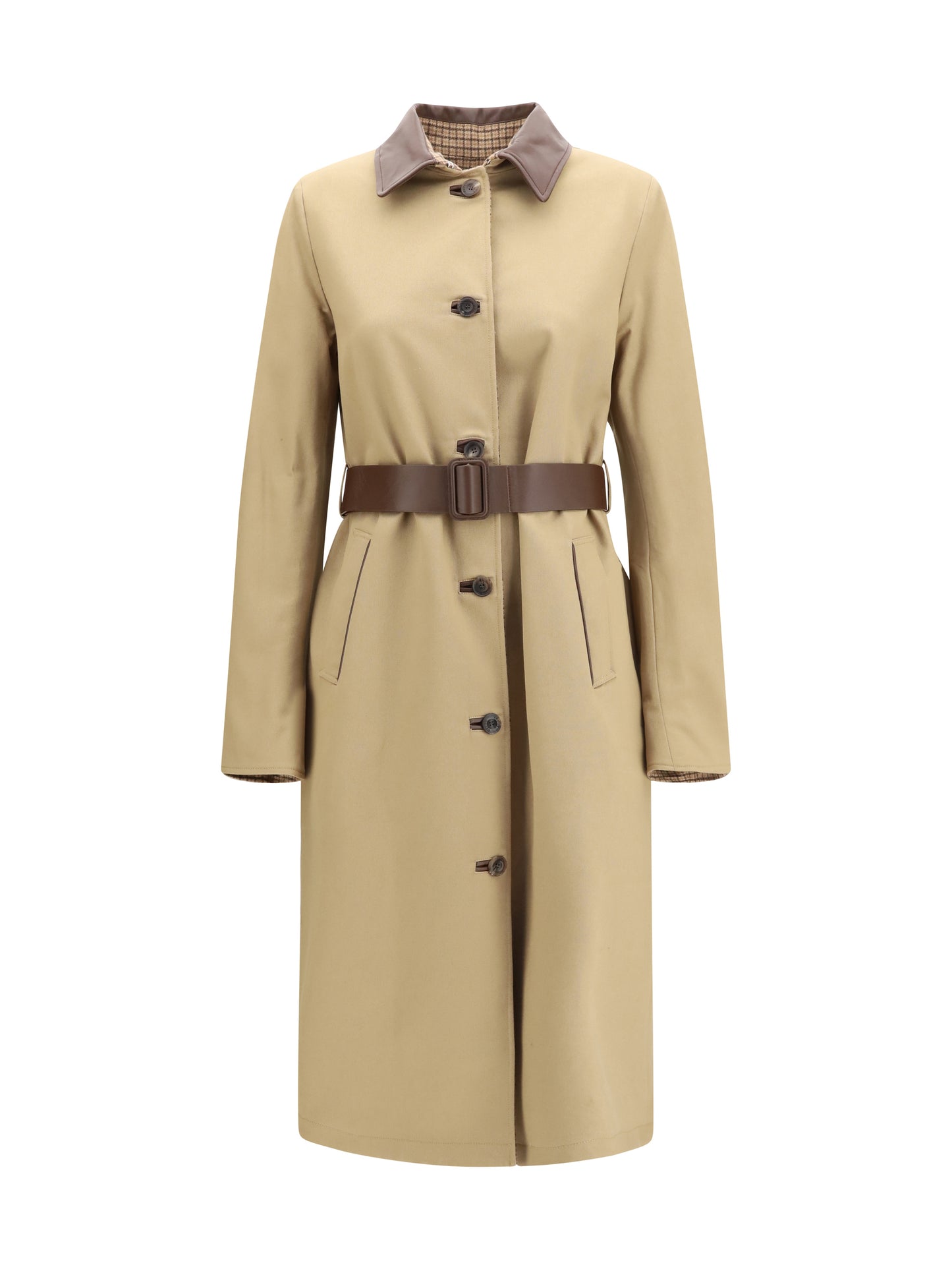 Jacob Cohen Women Reversible Cotton Gabardine And Cashmere Pied-De-Poule Trench Coat JACOB COHEN