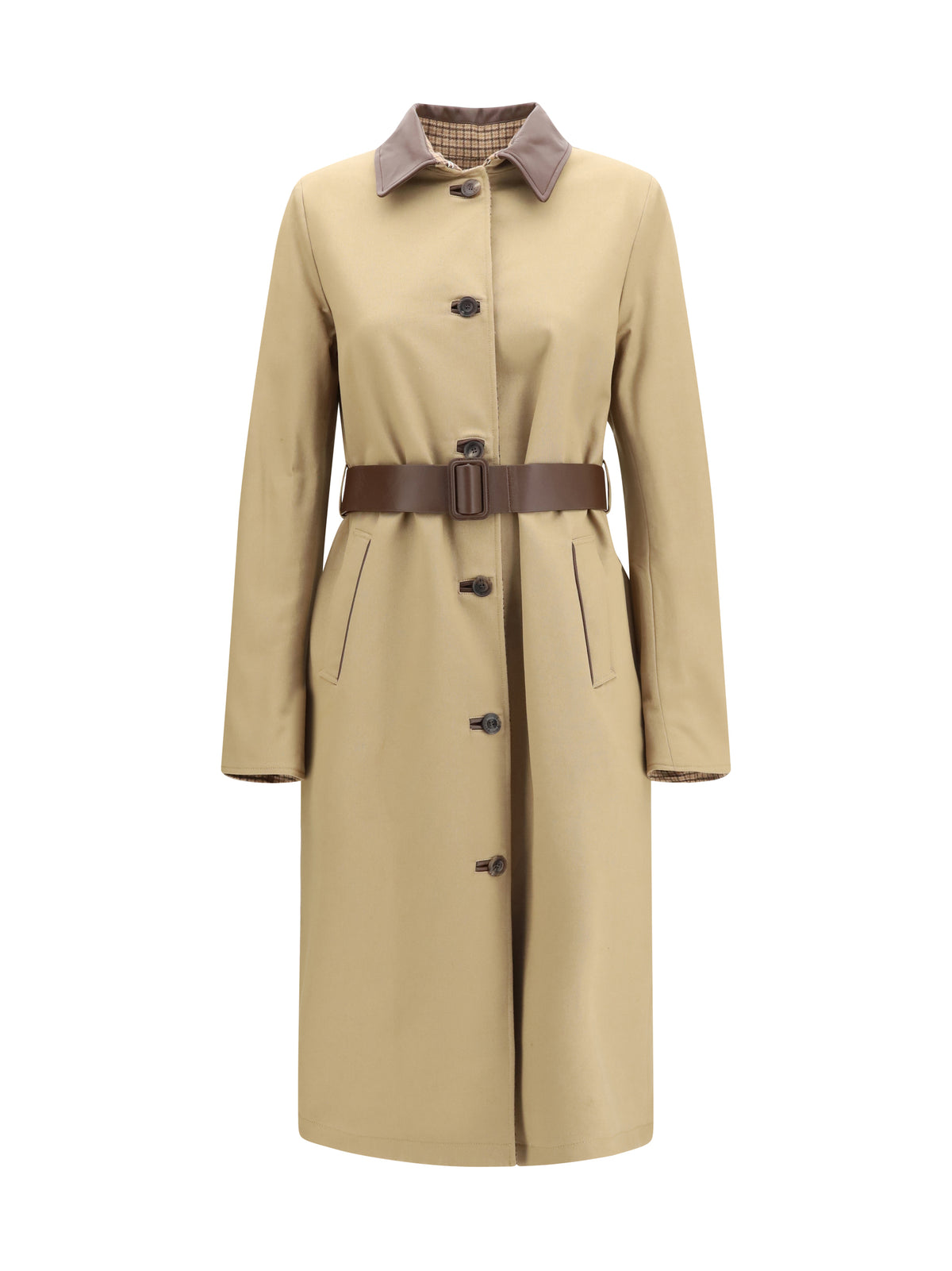 Jacob Cohen Women Reversible Cotton Gabardine And Cashmere Pied-De-Poule Trench Coat JACOB COHEN