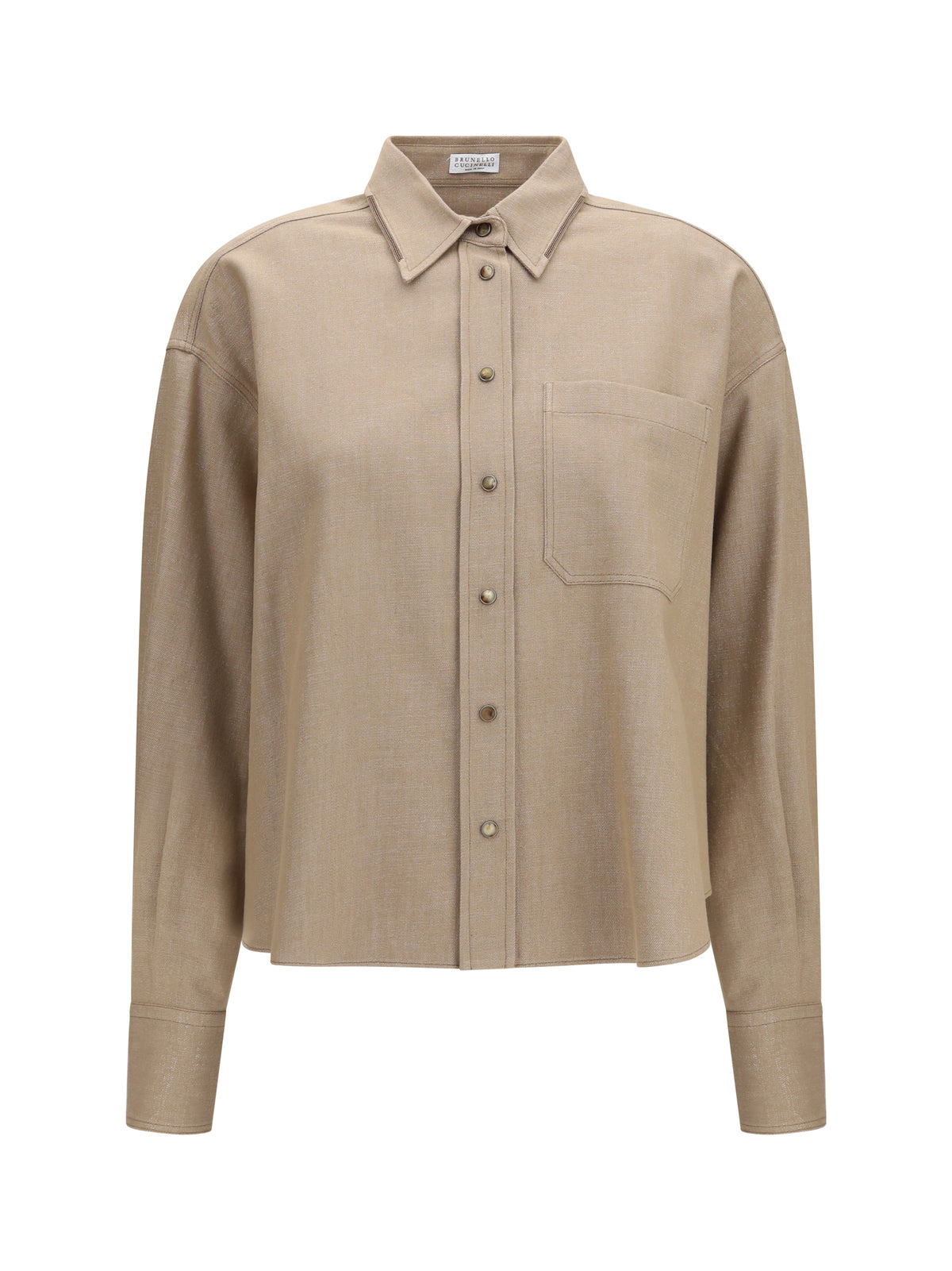 Brunello Cucinelli Women No Fade Sparkling Denim Shirt With Shiny Collar BRUNELLO CUCINELLI
