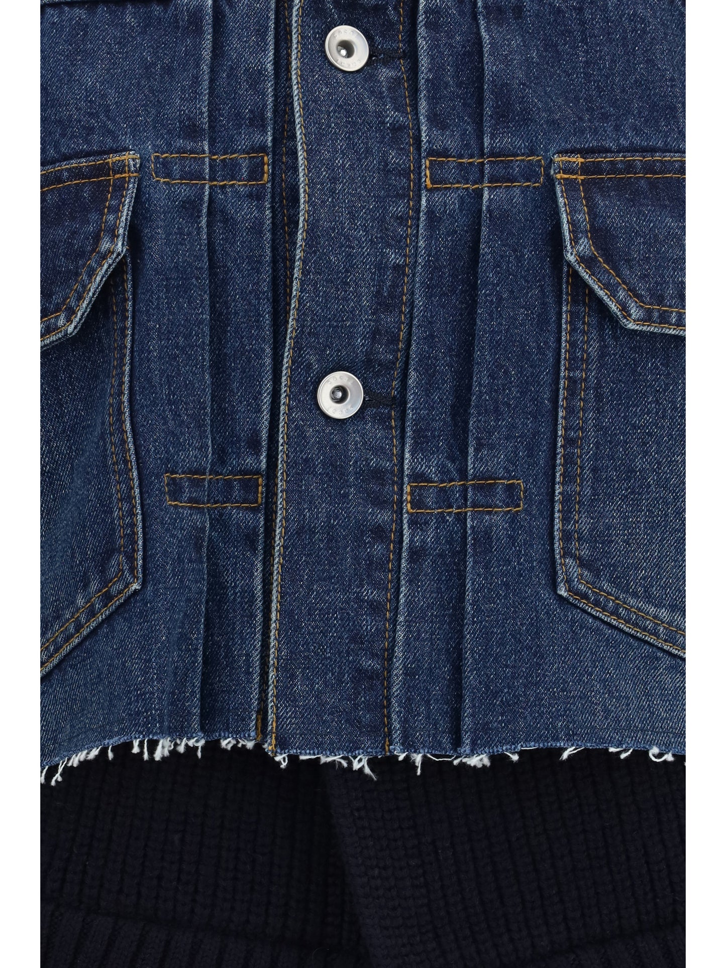 Sacai Women Denim Jacket With Wool Knit Layer SACAI