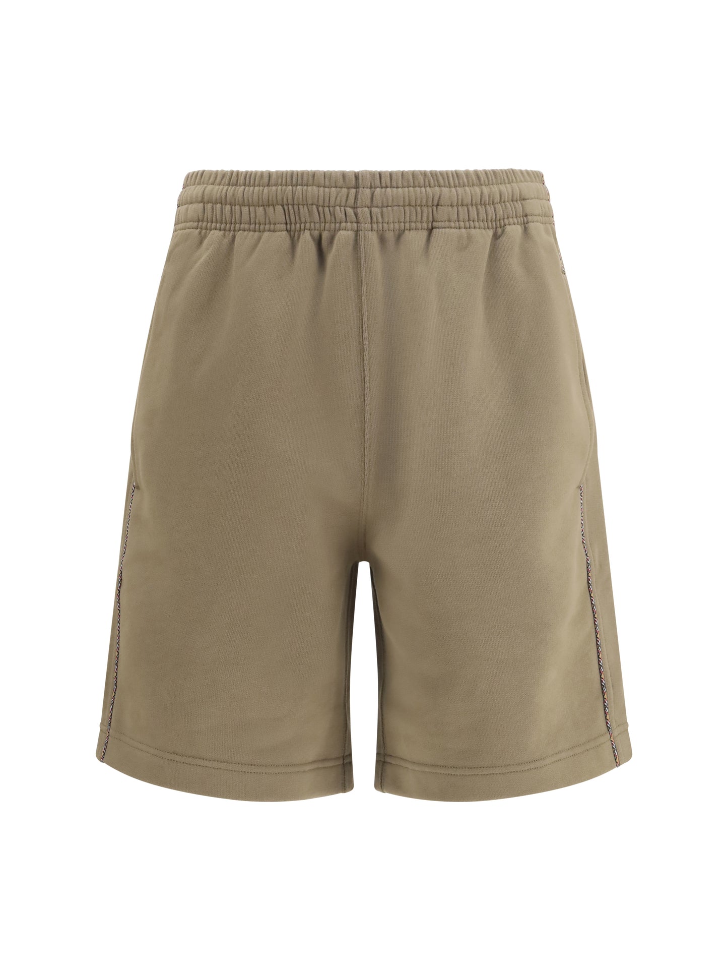 Burberry Men Cotton Shorts With Check Trims BURBERRY