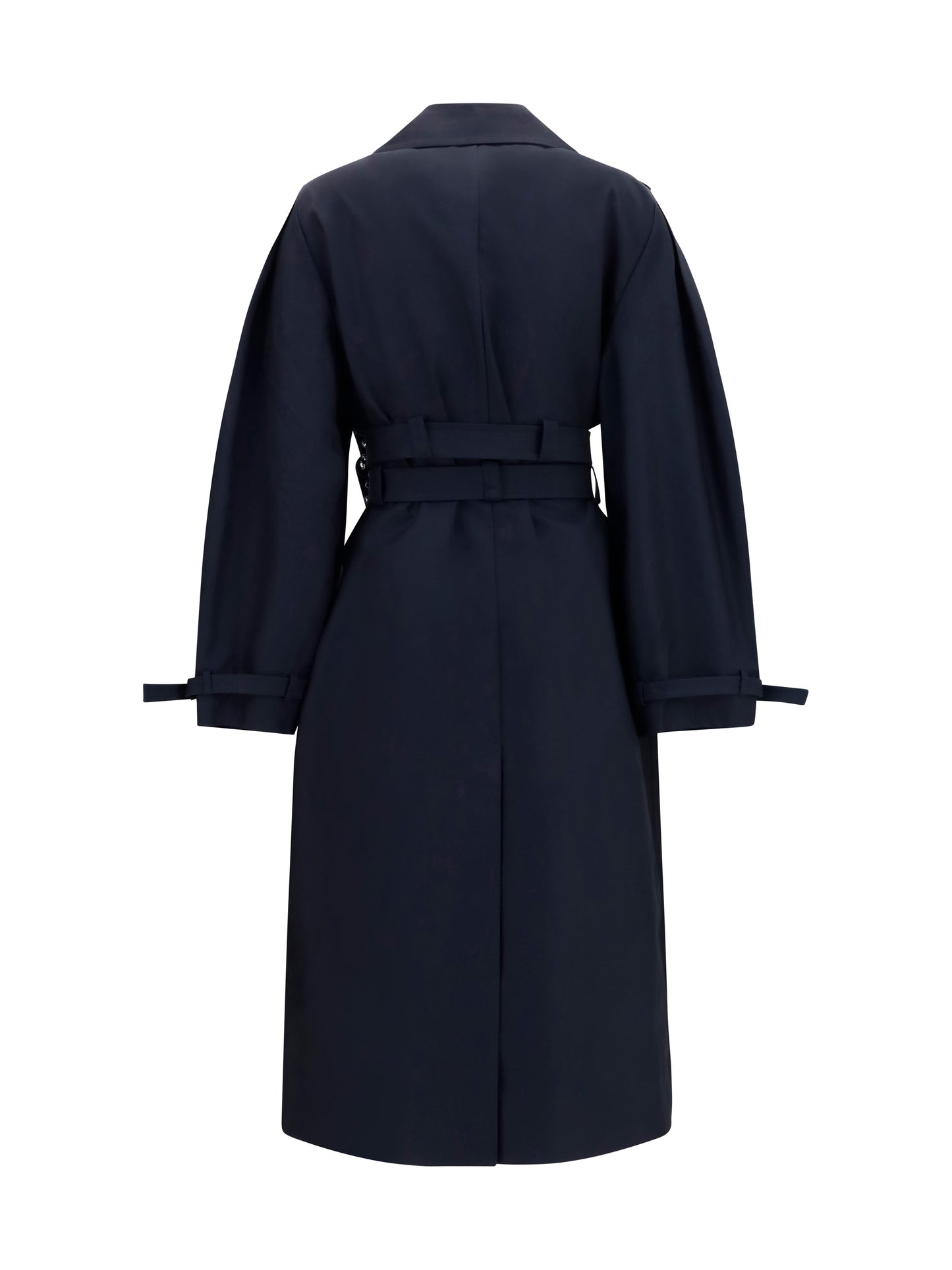Ganni Women Double-Breasted Cotton Trench Coat With Double Belt