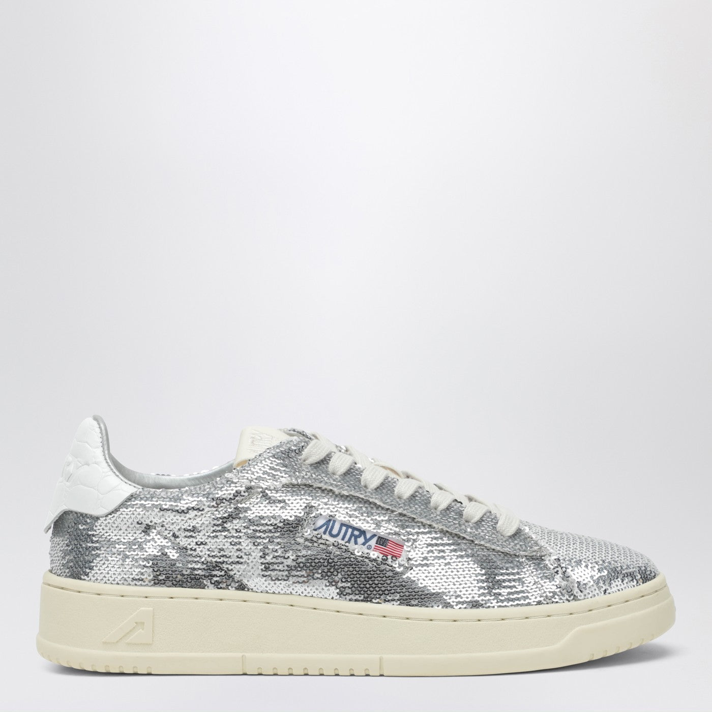 Autry Dallas Sparkling Sneakers In Grey/White Sequins Women AUTRY