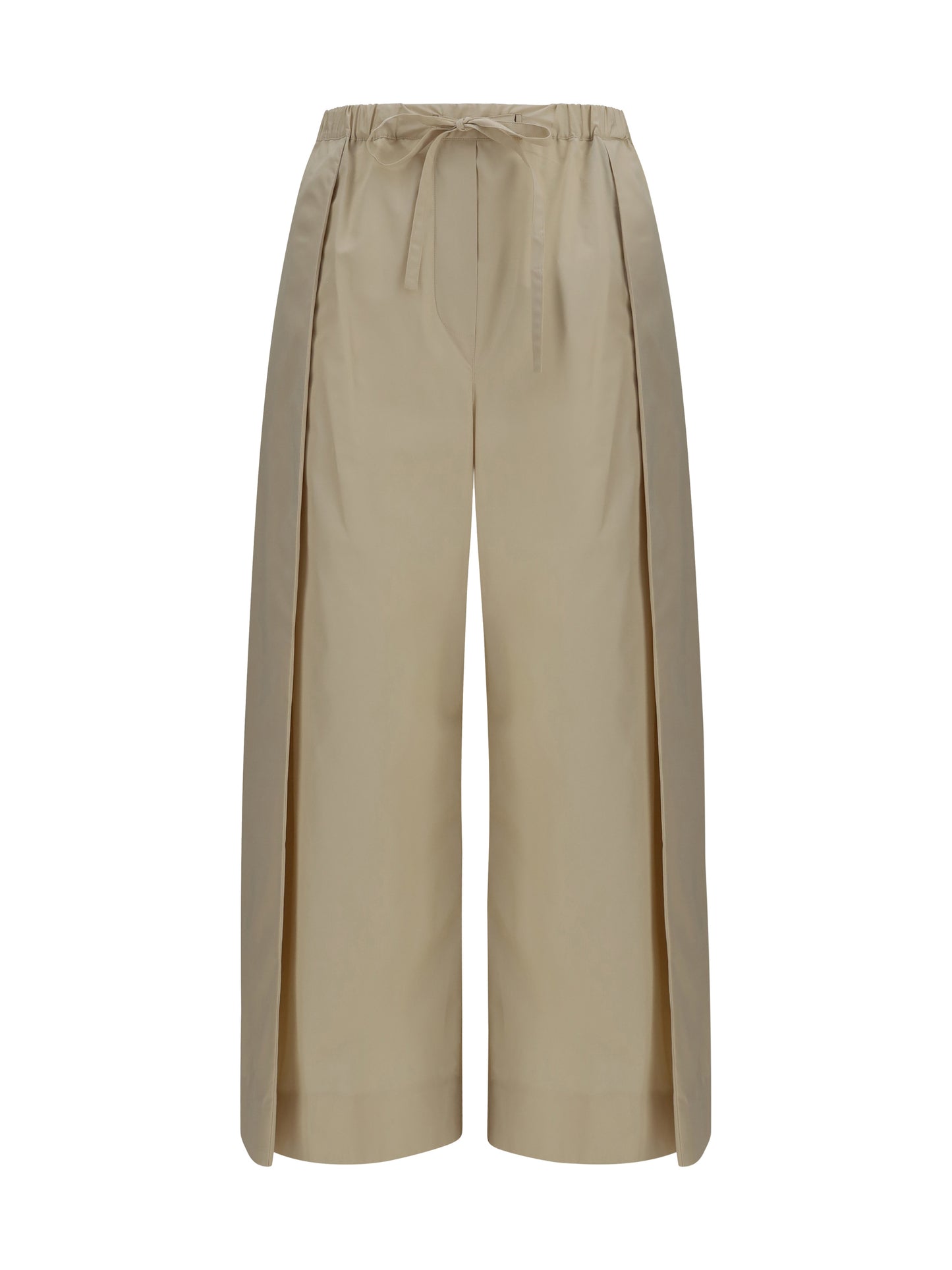 Loewe Women Pleated Wide-Leg Cropped Drawstring Pants LOEWE