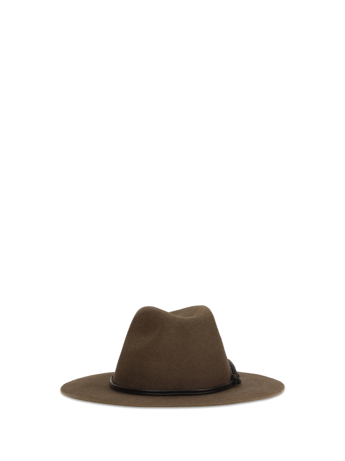 Brunello Cucinelli Women Felt Fedora Hat With Leather Band And Monile BRUNELLO CUCINELLI