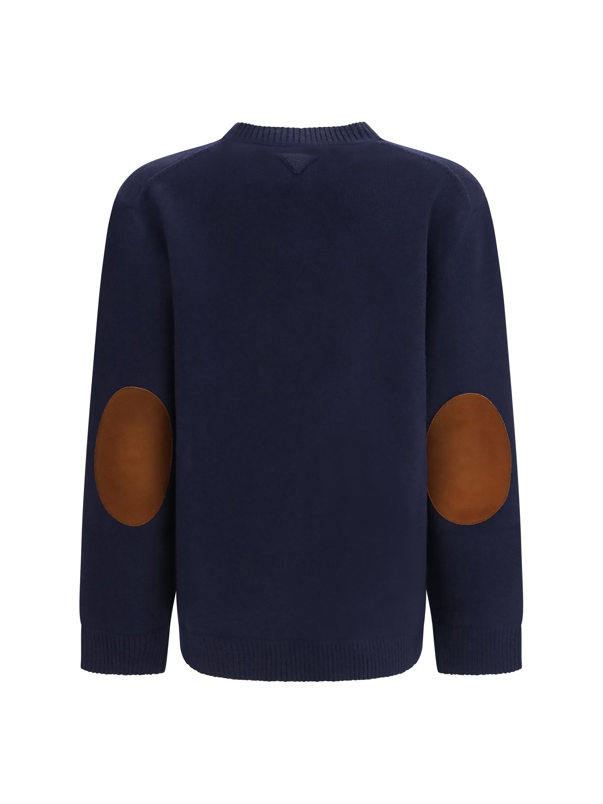 Prada Women Crewneck Sweater With Suede Elbow Patches PRADA