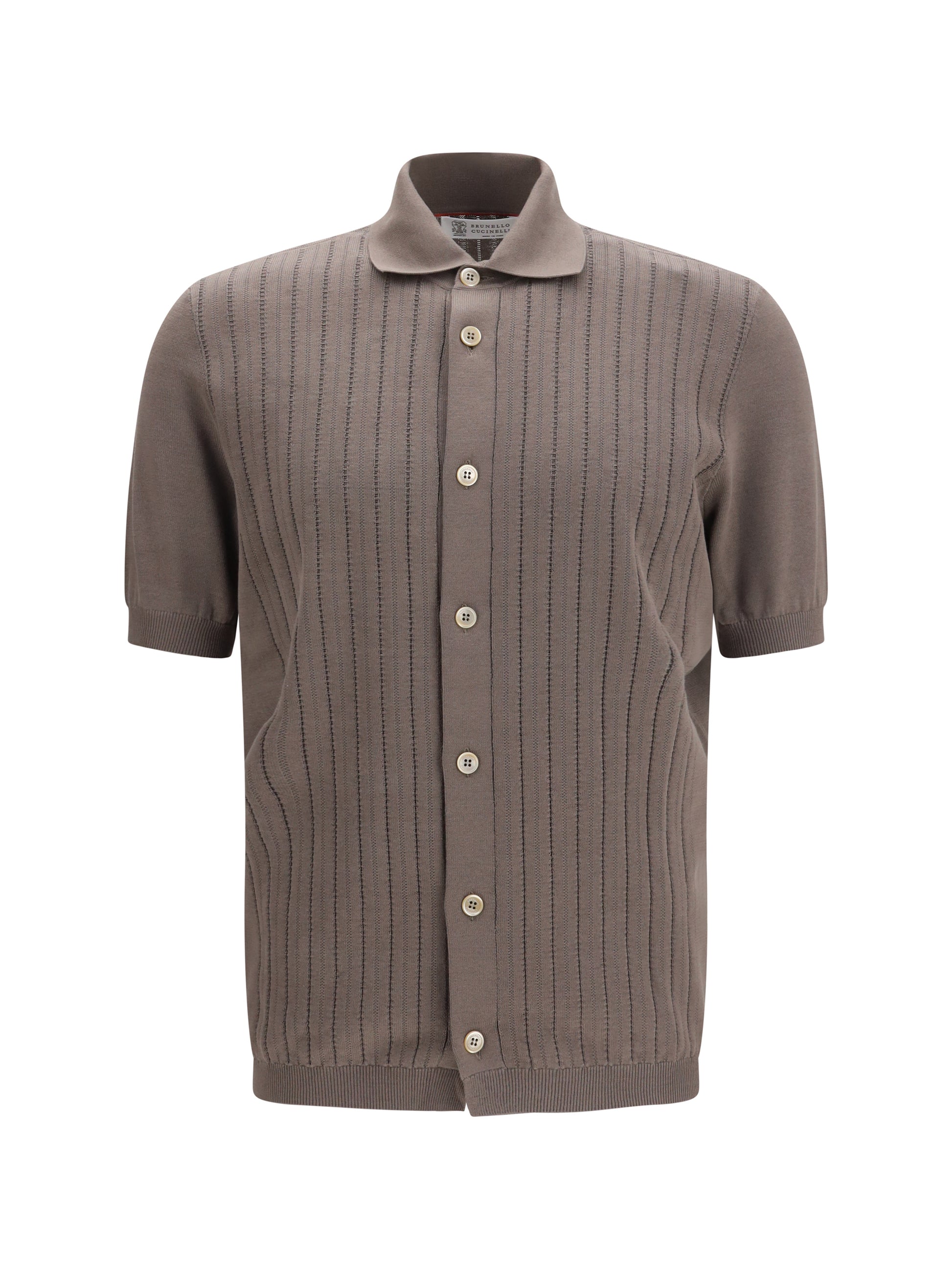 Brunello Cucinelli Men Cotton Ribbed Knit Shirt BRUNELLO CUCINELLI