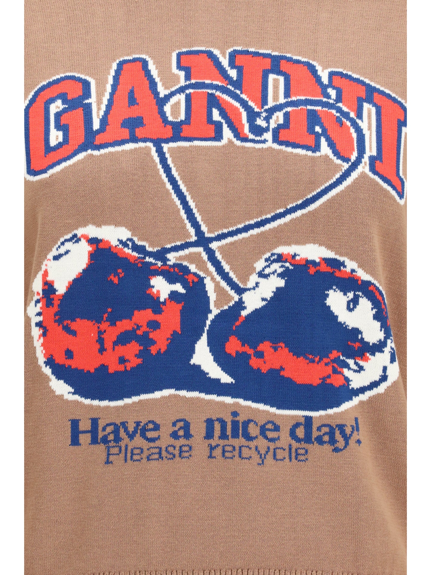 Ganni Women Cherry-Print Cotton Sweater GANNI