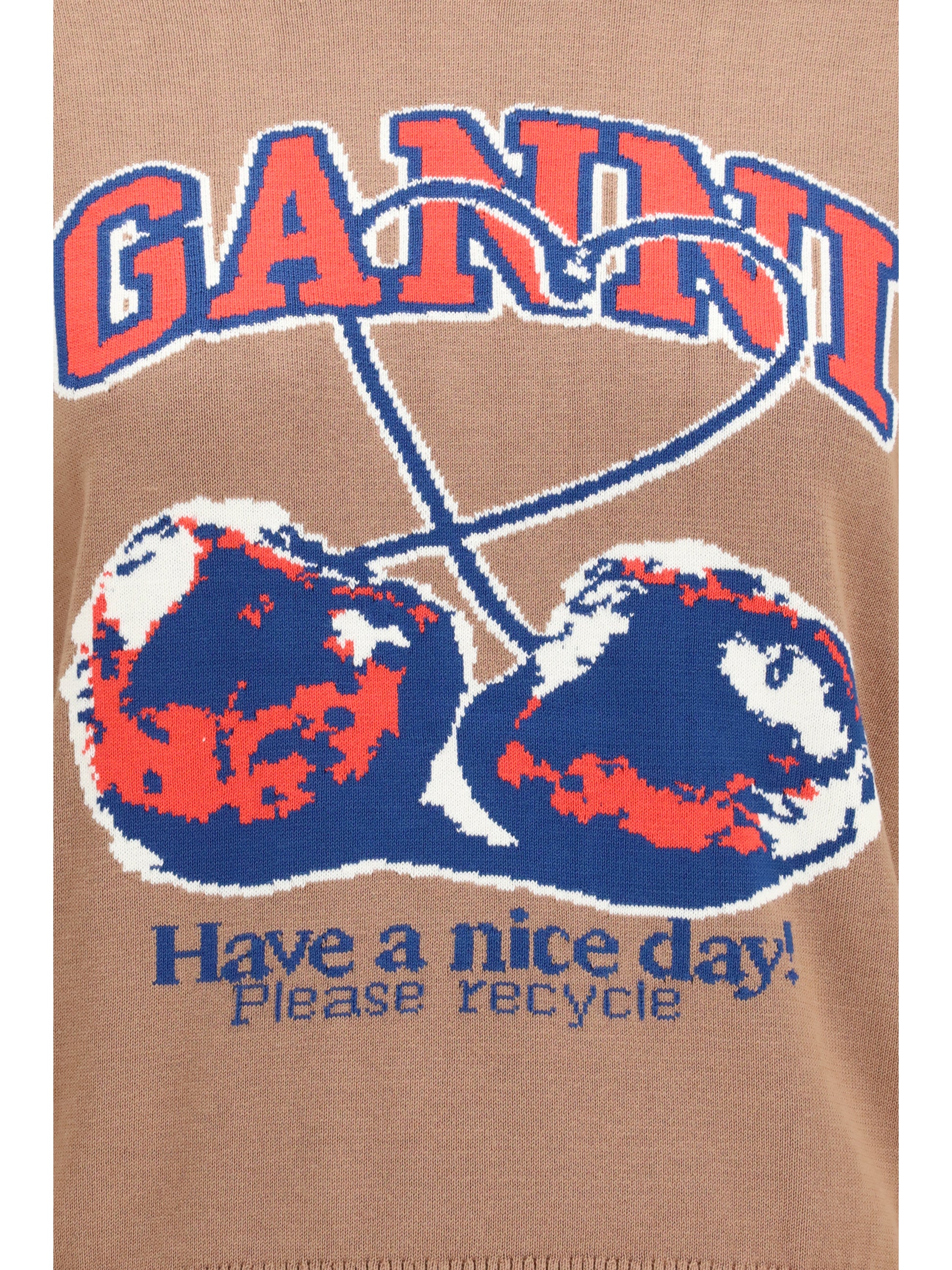 Ganni Women Cherry-Print Cotton Sweater GANNI